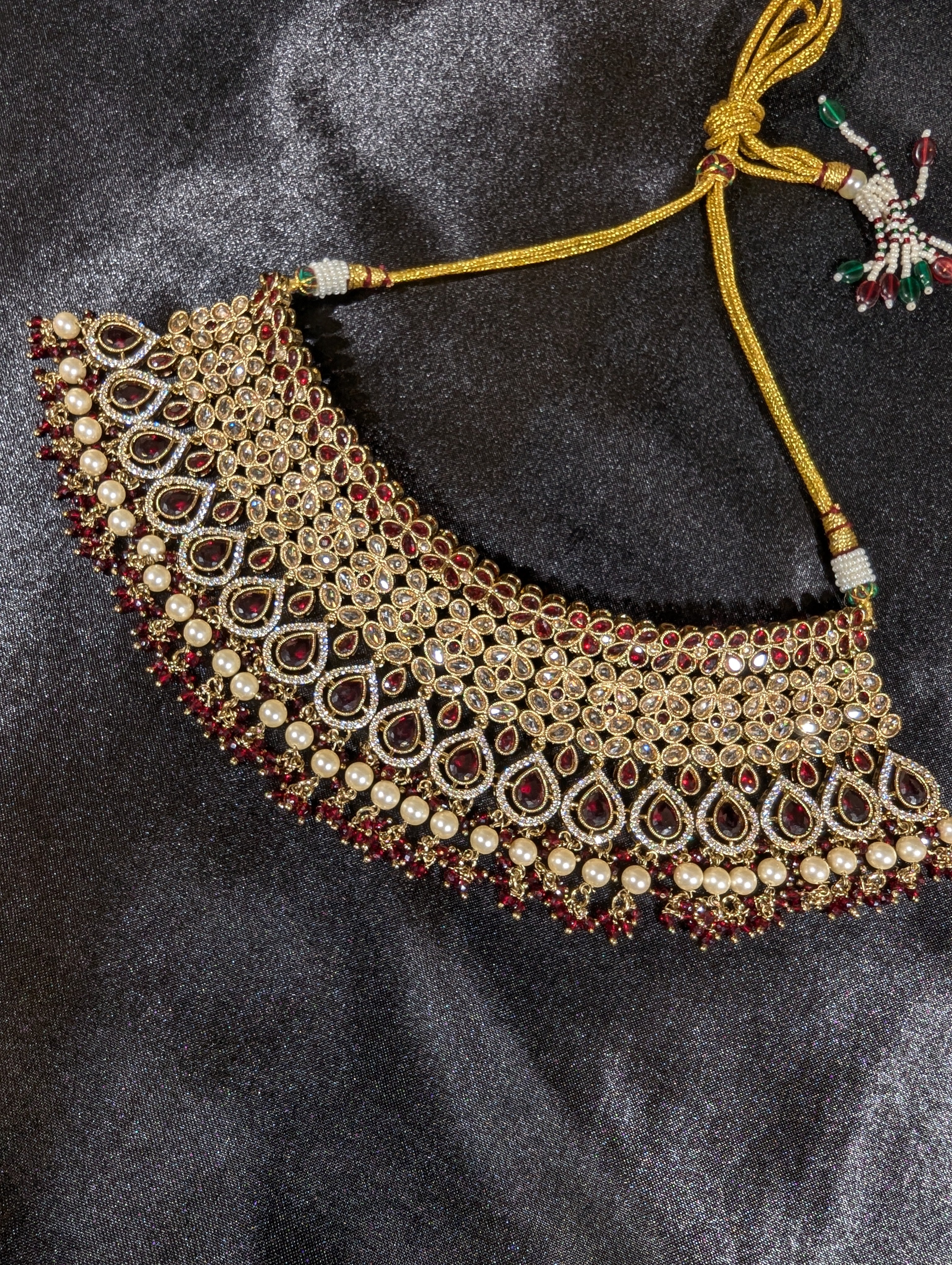 Sohana Polki Semi Bridal Jewelry Set - Exquisite Indian Kundan Necklace & Earrings for Weddings, Parties & Festive Occasions