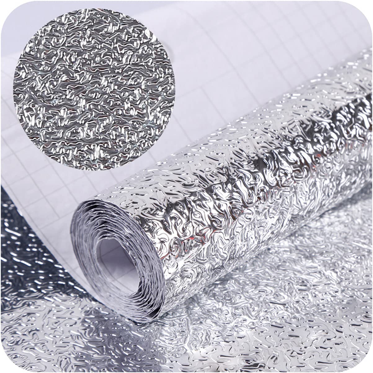 Oil-Resistant Peel and Stick Wallpaper - Cabilock Kitchen Backsplash Sticker, Anti-Splatter Guard for Stoves & Countertops | Easy to Install Aluminum Foil Wall Sticker for Kitchen Protection & Decoration