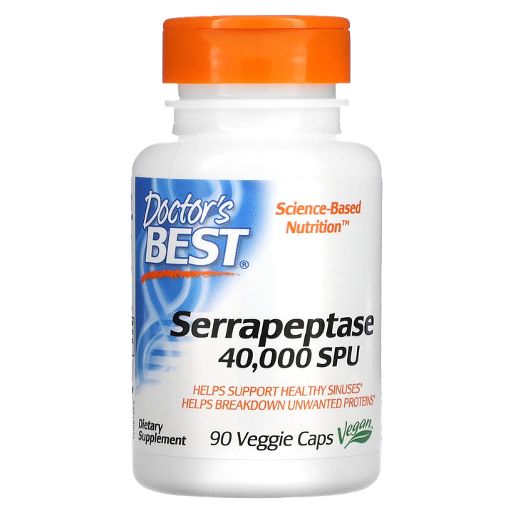 Doctor's Best Serrapeptase 40,000 SPU - 90 Vegetarian Capsules for Joint Support & Inflammation Relief - Supports Respiratory Health & Circulation