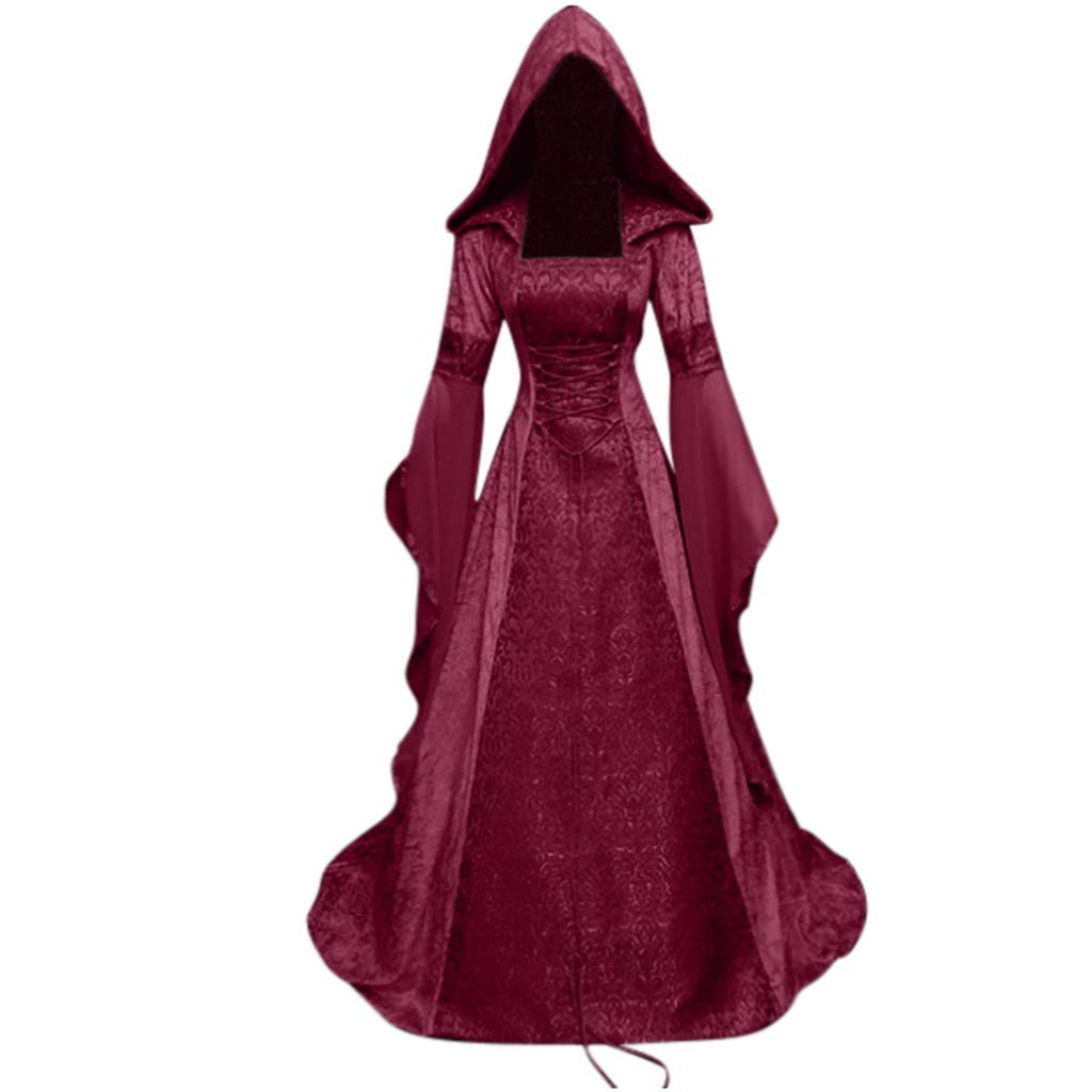 Women's Maxi Dresses Summer Fashion - Hooded Long Sleeve Gothic Cosplay Floor Length Dress | Perfect for Halloween, Cosplay Events & Gothic Style Outfits