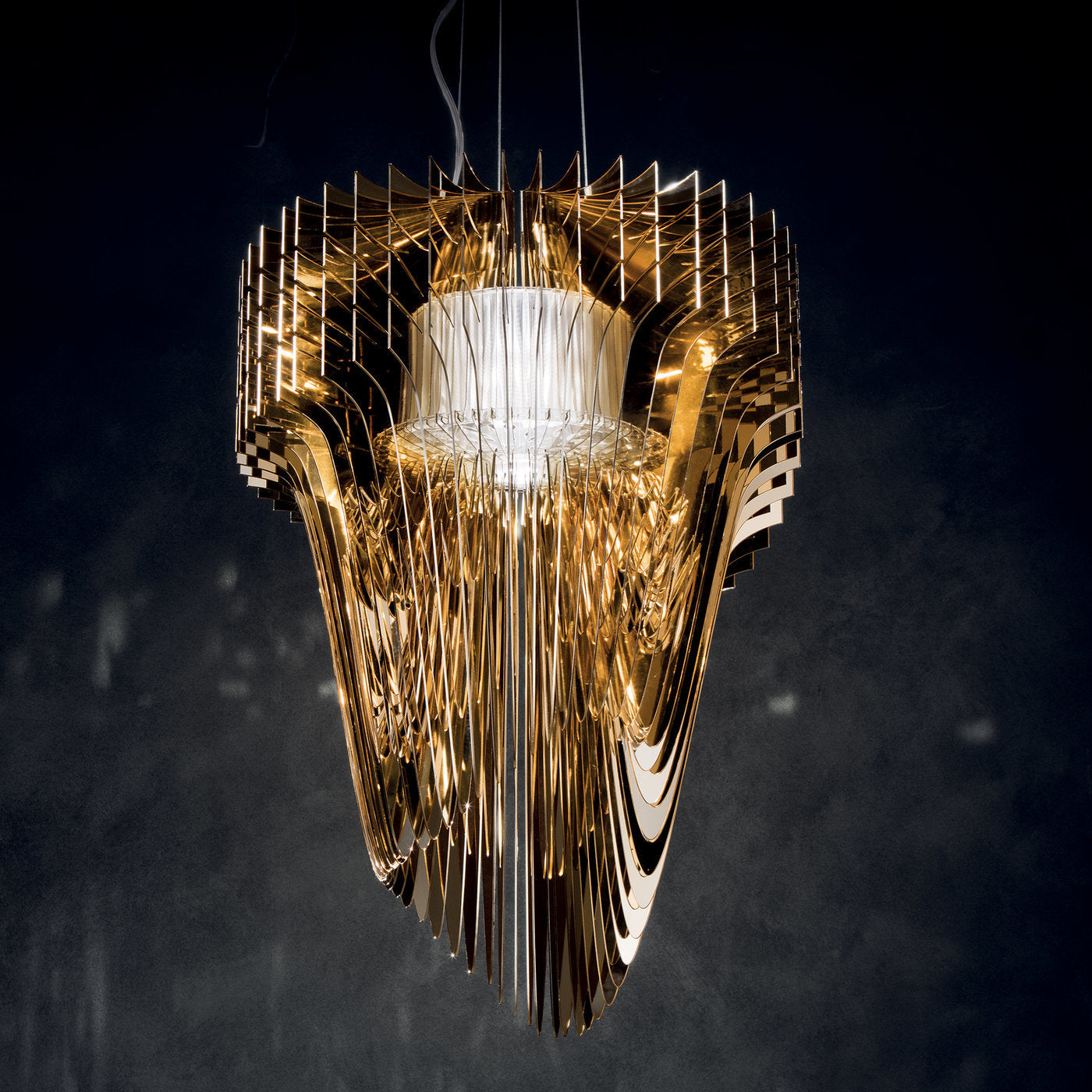 Aria Gold Suspension Lamp - Modern Hanging Pendant Light for Dining Room, Kitchen Island & Bedroom Decor