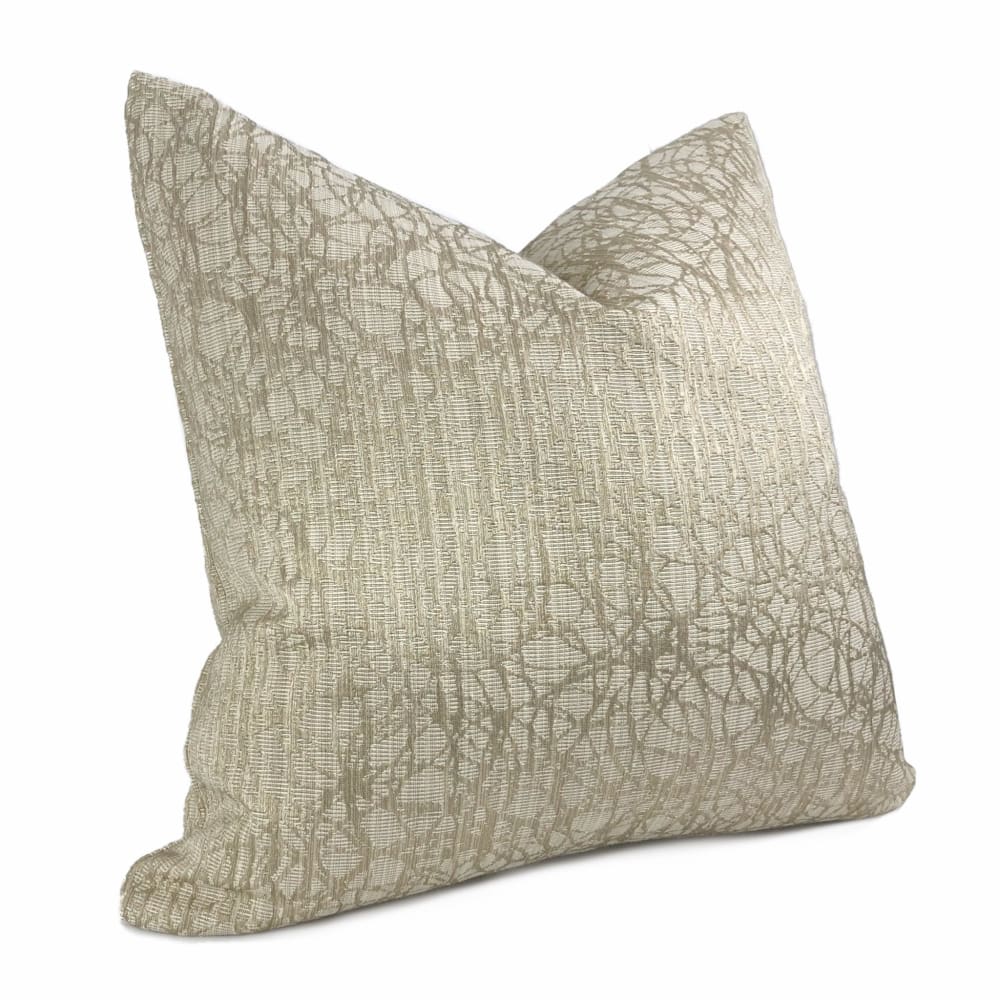 Roslyn Flax Beige Abstract Pillow Cover - 18x18 Inch Decorative Cushion Case for Sofa, Bed, Living Room - Modern Home Decor Accent