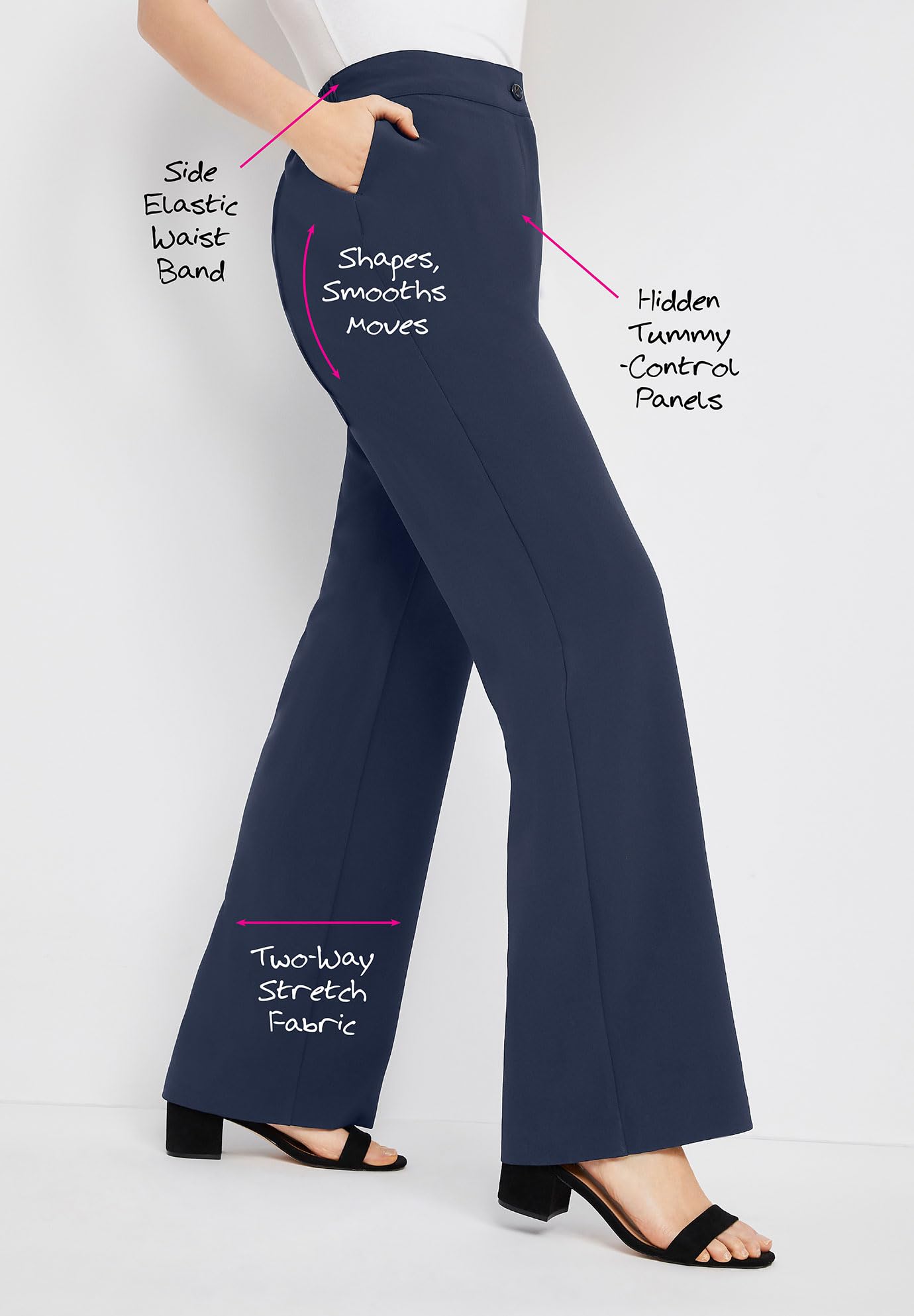 Jessica London Women's Plus Size Tummy Control Bi-Stretch Bootcut Pants - Comfortable & Flattering Work Pants for Curvy Women | Perfect for Office, Business Casual & Everyday Wear