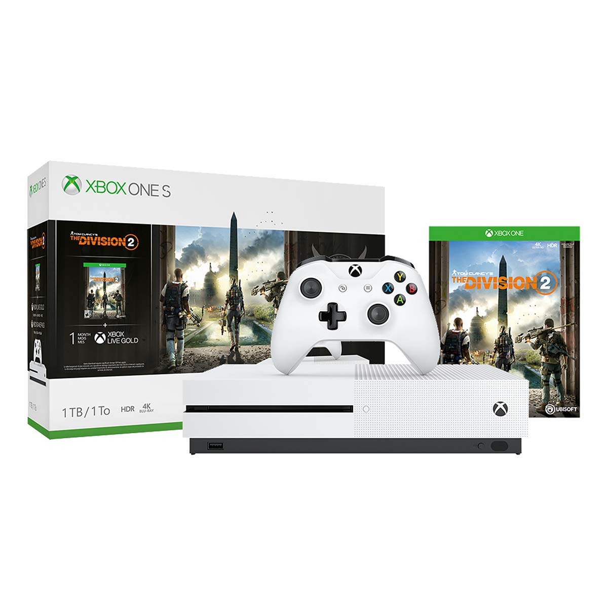 Xbox One S 1TB Console - Tom Clancy's The Division 2 Bundle (Renewed) | HD Gaming System with Wireless Controller | Perfect for Home Entertainment & Multiplayer Gaming
