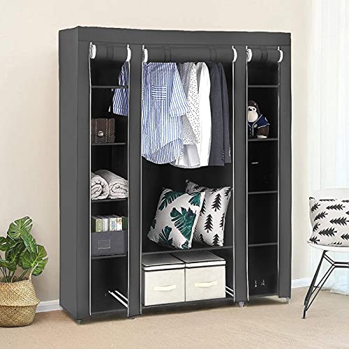 Portable Non-Woven Fabric Wardrobe Closet - Lightweight Storage Cabinet for Clothes, Moistureproof & Space-Saving Organizer (1pc) - Perfect for Small Apartments, Dorm Rooms & Travel Storage