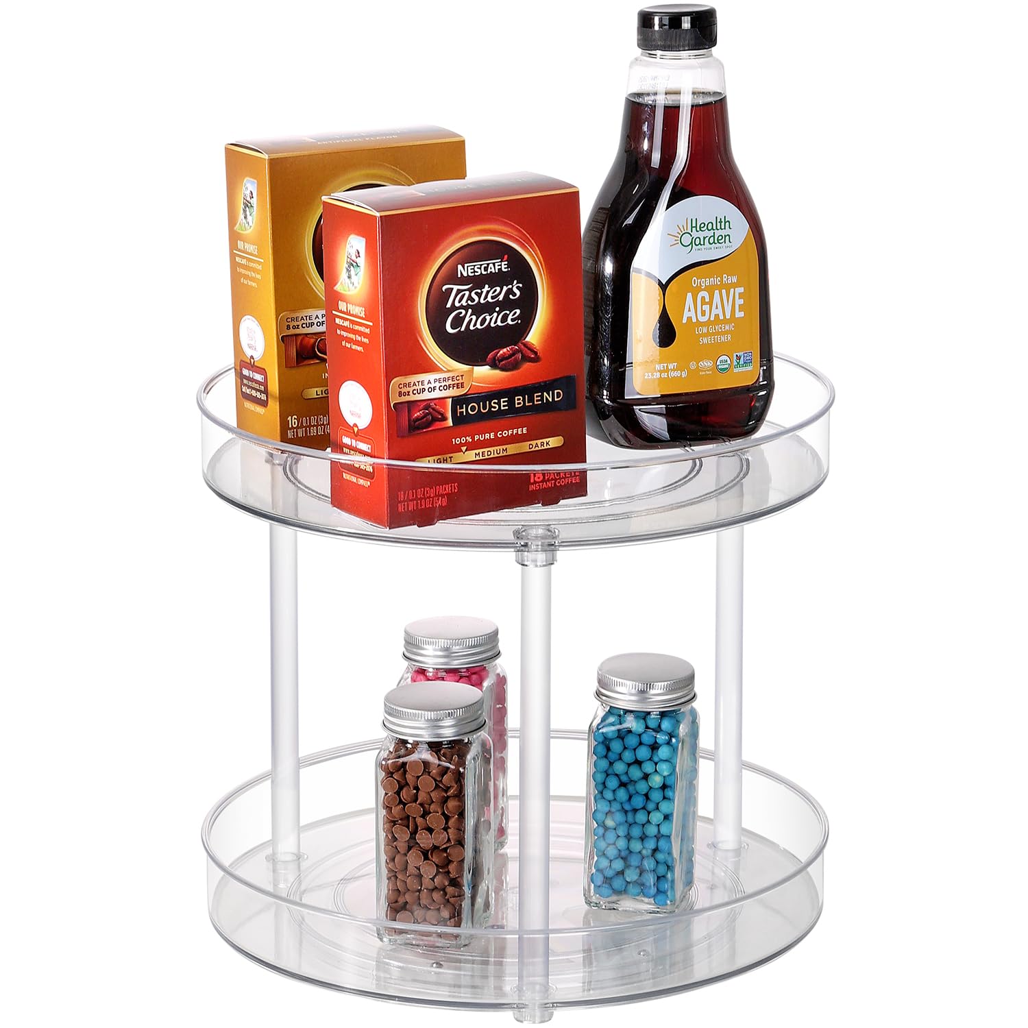 Rotating Clear Lazy Susan Organizer - 360° Spinning Turntable for Kitchen Pantry, Medicine Cabinet, Bathroom, Refrigerator & Spice Storage | Perfect for Easy Access to Cooking Ingredients, Toiletries & Household Items