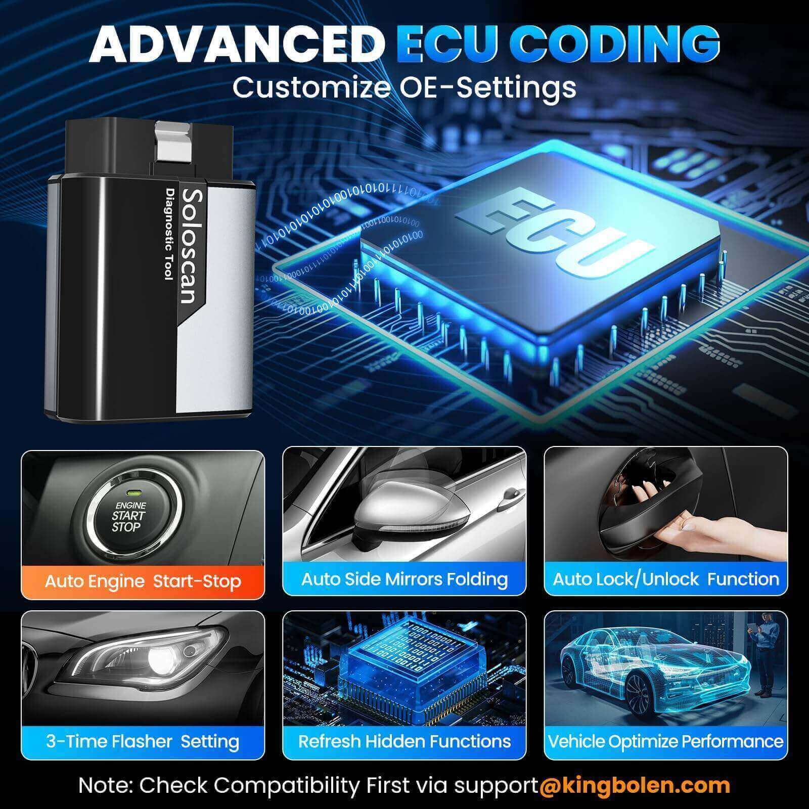 KINGBOLEN SOLOSCAN OBD2 Bluetooth Scanner for BMW & Rolls Royce - Lifetime Free Updates, Bi-Directional Control, ECU Coding & Full System Diagnostics | Car Diagnostic Tool for Mechanics & DIY Enthusiasts