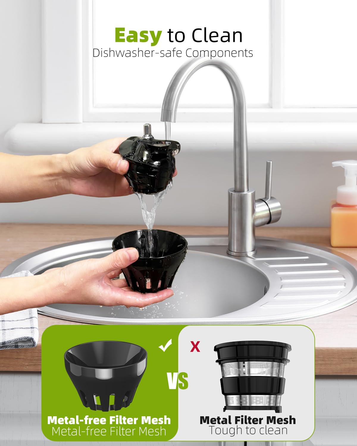 Premium Cold Press Slow Masticating Juicer with 8 BPA-Free Juice Bottles - Quiet Motor for Fruits & Vegetables, 4.25