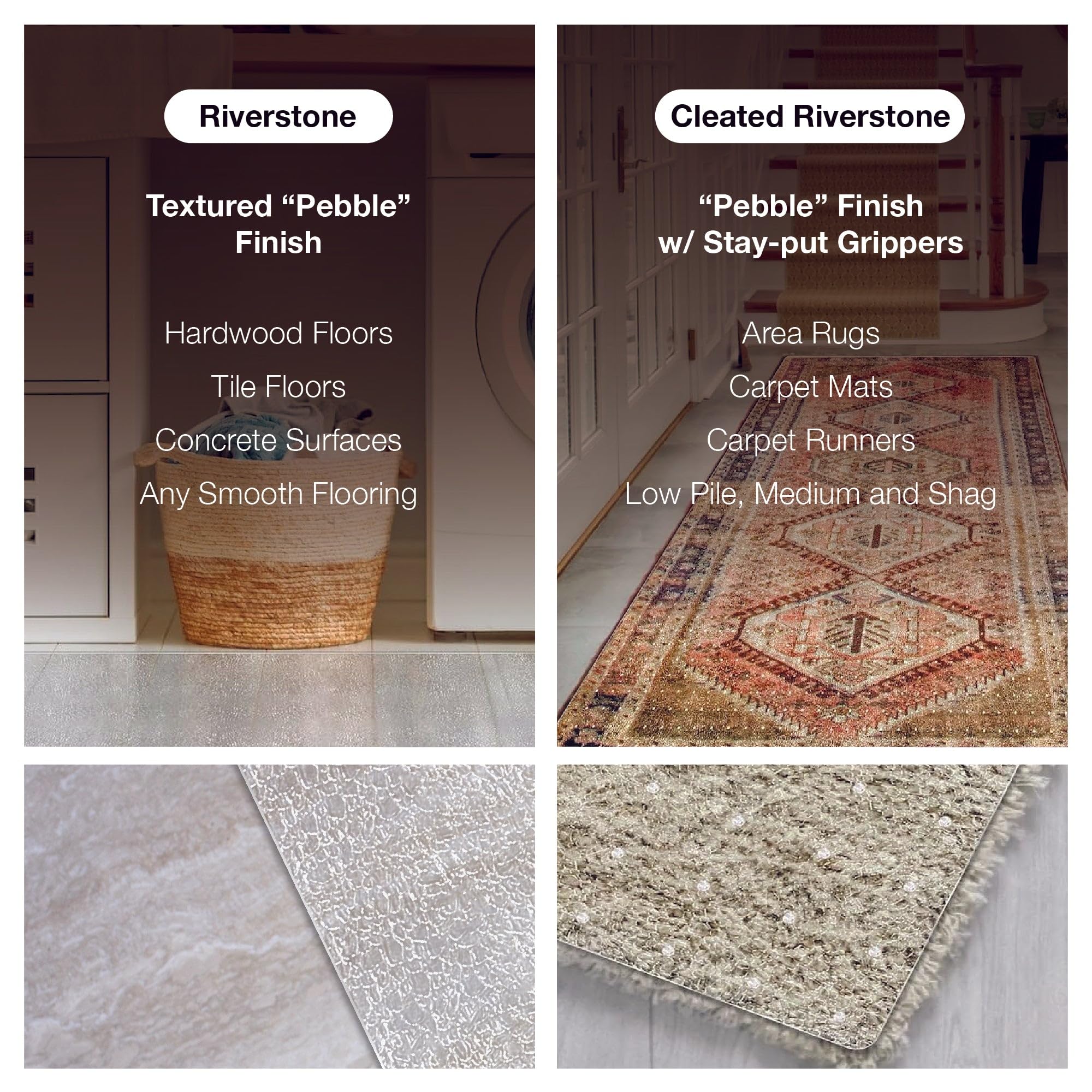 Clear Hard Floor Runner - 24 x 120 Inch, 2mm Thick USA-Made Vinyl Floor Protector for Tile & Vinyl Floors | Durable, Non-Slip Surface Protection for High Traffic Areas, Hallways & Entryways