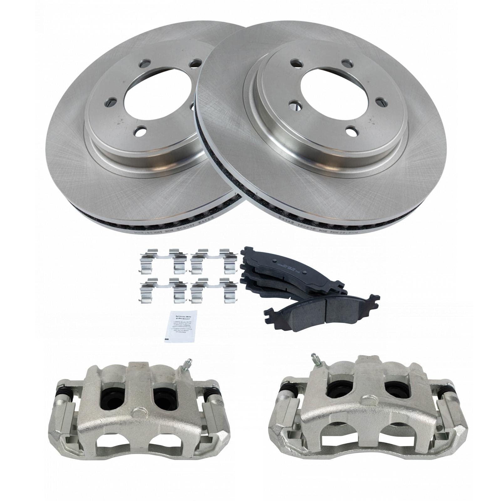 TRQ Front Brake Pad and Rotor Kit - Ceramic Vented Brake Pads & Rotors - Compatible with 2006-2010 Ford Explorer, 2007-2010 Explorer Sport Trac, Mercury Mountaineer - Perfect for Smooth Braking and Enhanced Safety on Highways and Mountain Roads