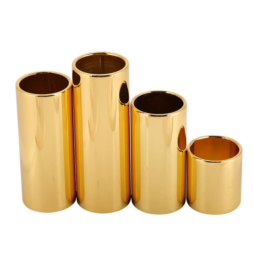 4-Piece Metal Slide Bar Set - Gold String Slides for Electric Guitar - Perfect for Finger Knuckle Playing & Blues Solos