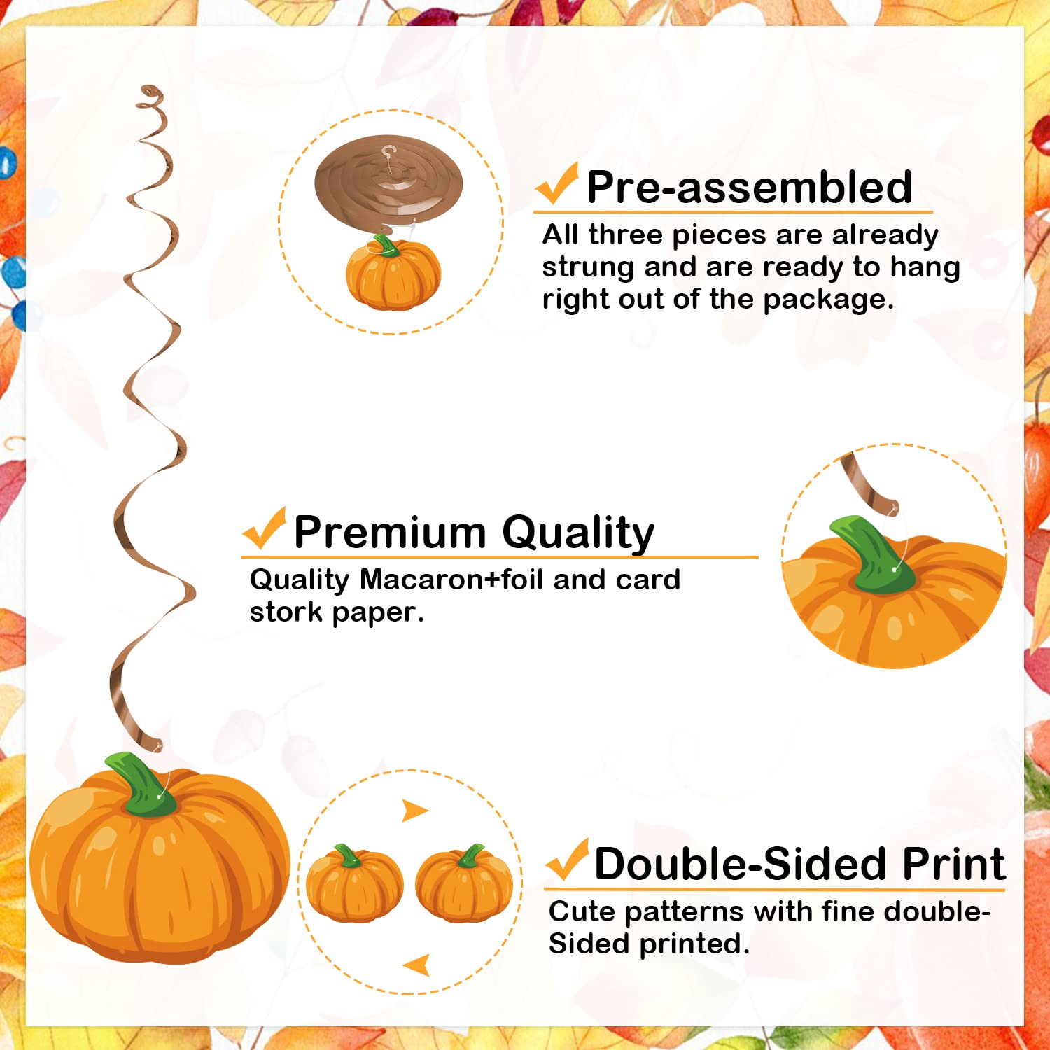 20Pcs Fall Party Hanging Decorations - Autumn Pumpkin Leaf Truck Cutouts for Thanksgiving Party Decor, Seasonal Harvest Home Décor - Perfect for Thanksgiving Gatherings, Fall Weddings & Autumn Festival Decorations