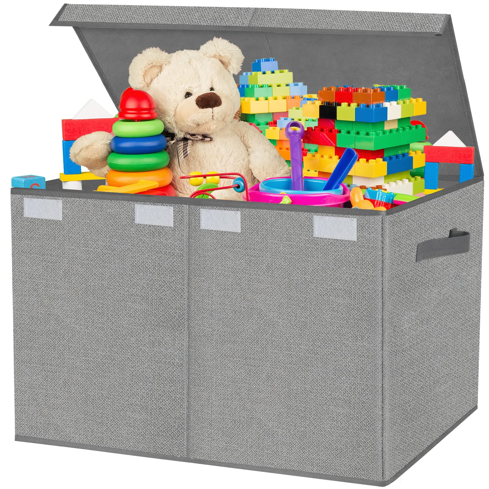 Large Collapsible Toy Storage Box with Lid for Kids - Organizer Bin for Blankets, Toys, Nursery & Playroom - Space-Saving Grey Toy Chest for Toddlers & Boys (Perfect for Bedroom, Daycare or Play Area Organization)