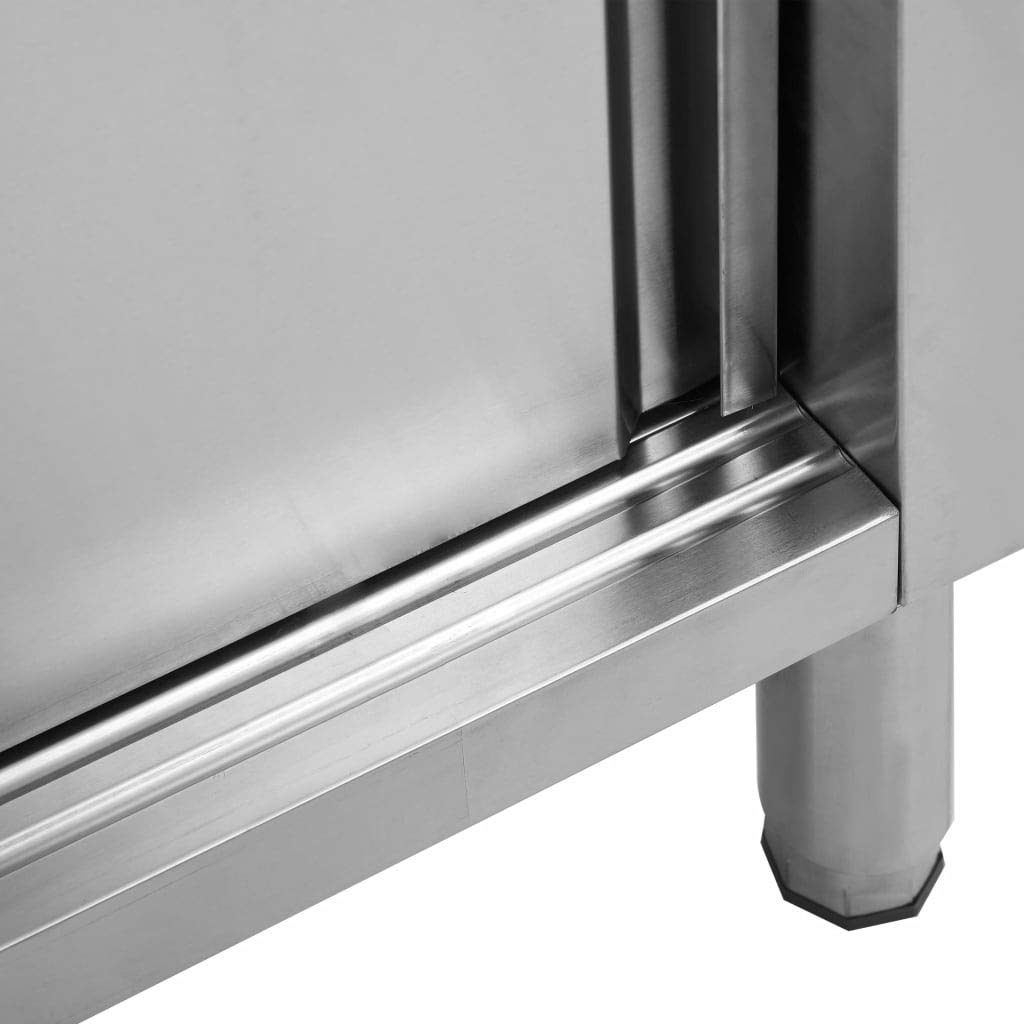Premium Stainless Steel Kitchen Work Table with Backsplash & Sliding Doors - Commercial Restaurant Grade, Ideal for Home, Hotel & Food Service Use - Perfect for Food Prep, Cooking & Storage