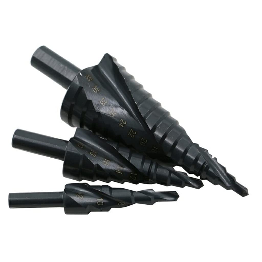 WPYYI Cobalt Step Drill Bit Set - High Speed Steel Spiral Bits for Metal, Wood & Plastic - Triangle Shank Hole Drilling Tools for DIY, Woodworking & Metalworking Projects