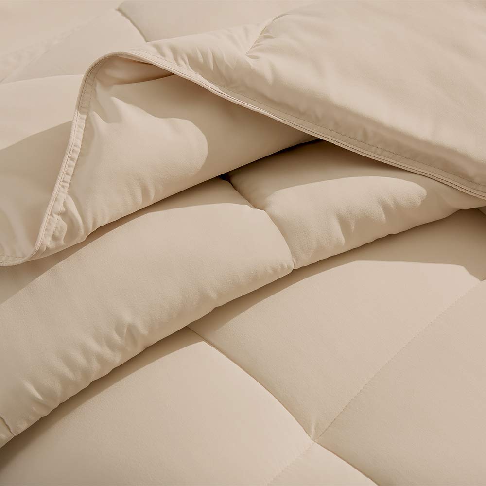 Organic Cotton 5-Piece Comforter Set - King/Cal King Size with 500 GSM Quilted Duvet Insert & 4 Pillow Shams | Hypoallergenic Down Alternative Lightweight Bedding in Ivory | Perfect for Master Bedroom, Guest Room & Cozy Home Decor