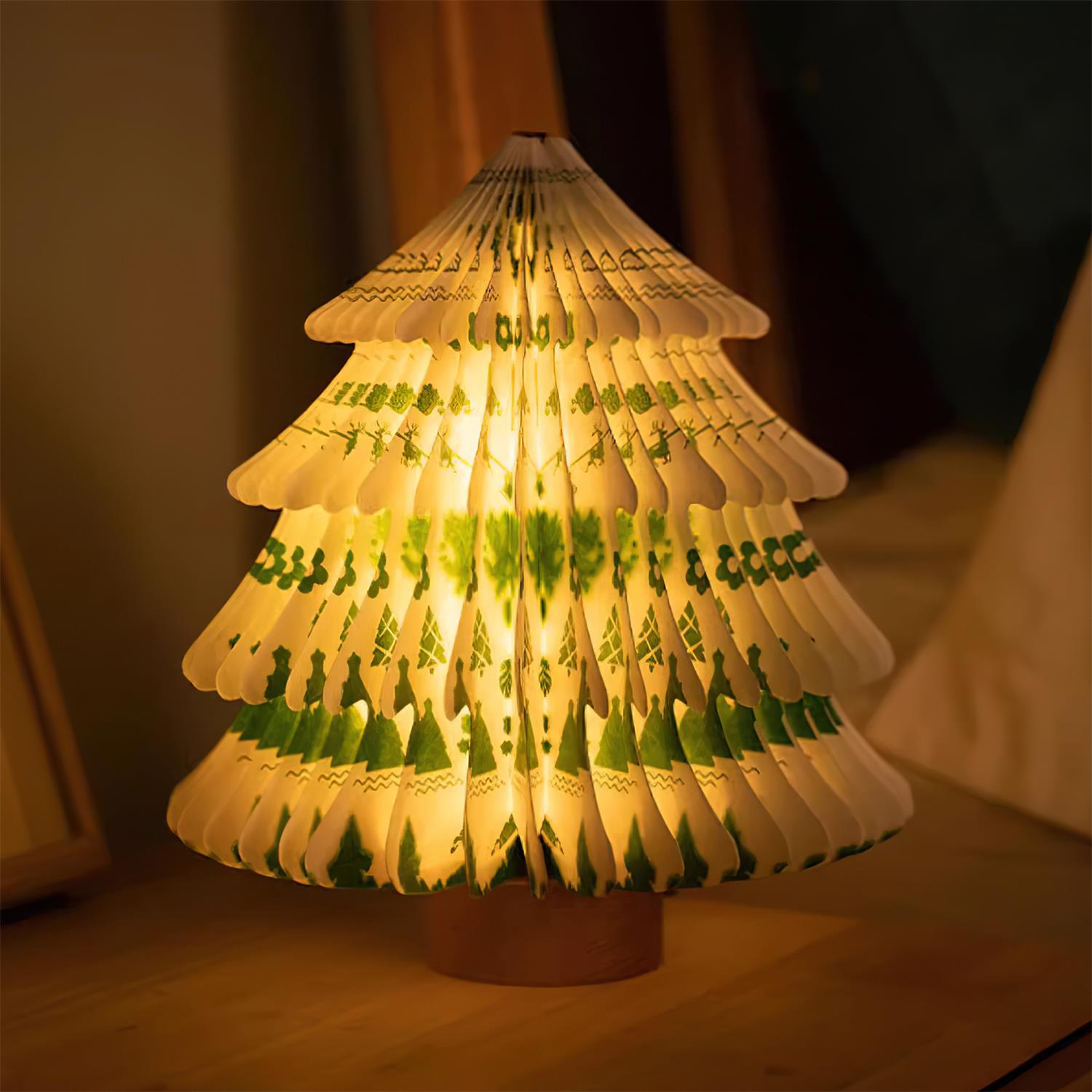 Foldable Christmas Tree Table Lamp - Decorative Holiday LED Light for Home, Office & Party Decor