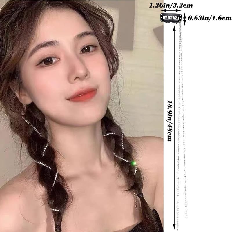 4 PCS Rhinestone Hair Chains - Crystal Hair Extensions for Women & Girls - Bling Punk Tassel Hair Clips - 20 Inch Strand Hair Accessories for Parties, Weddings & Festivals