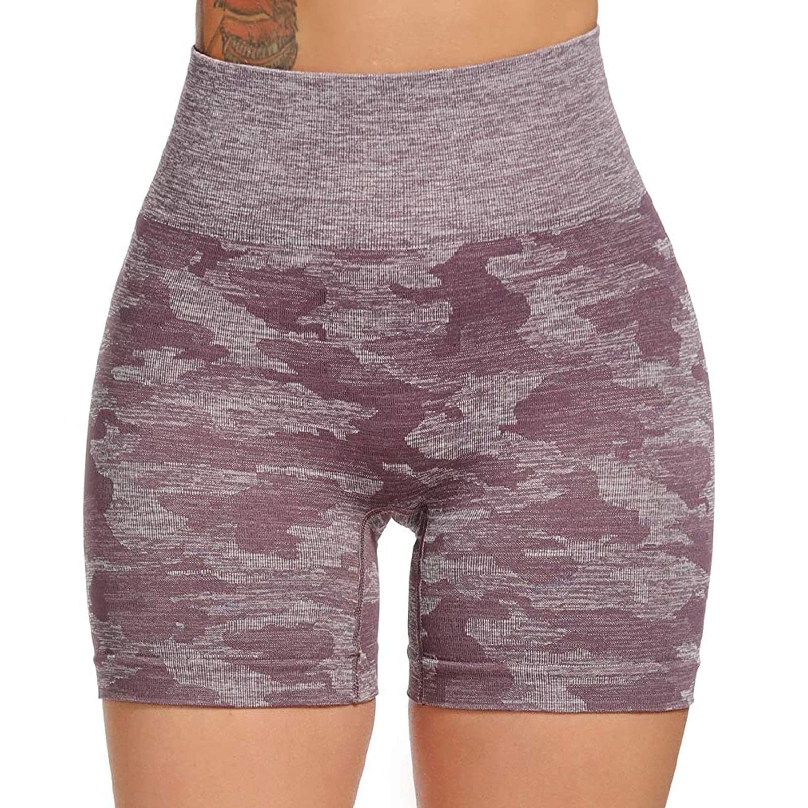 Women's High Waist Yoga Shorts - Running, Exercise & Yoga Workout Pants with Wrinkle-Resistant Fabric & Stylish Printing - Plus Size Activewear for Gym, Pilates & Outdoor Fitness