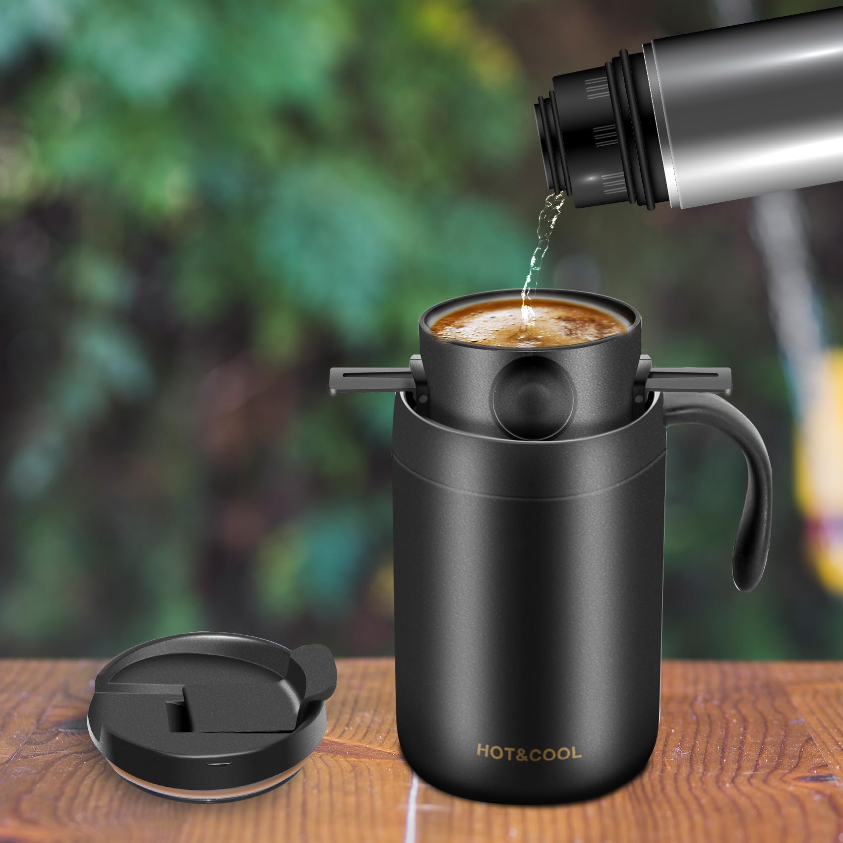 16oz Portable Pour Over Coffee Maker Set - Lightweight Camping & Travel Coffee Kit for Backpacking, Hiking, Offices & Outdoor Adventures