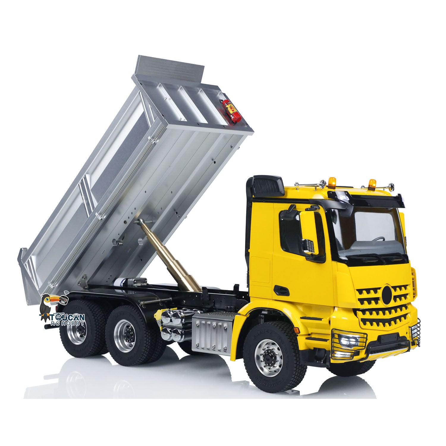 2 Speed Metal 6x6 Chassis 1/14 Scale RC Hydraulic Dump Truck with Light & Sound - HotRC Radio Controlled Tipper Truck for Construction Site Play & Off-Road Adventure (US Stock, No Lock Differential Axle)