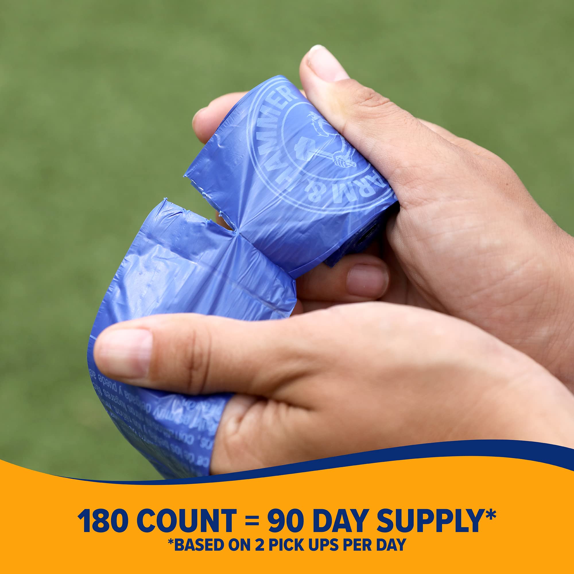 Arm & Hammer Easy-Tear Disposable Dog Poop Bags with Activated Baking Soda - 180 Count, 9 x 14 Inches | Leak-Proof & Odor-Control Waste Bags for Dogs & Cats | Perfect for Walks, Park Visits & Backyard Cleanup