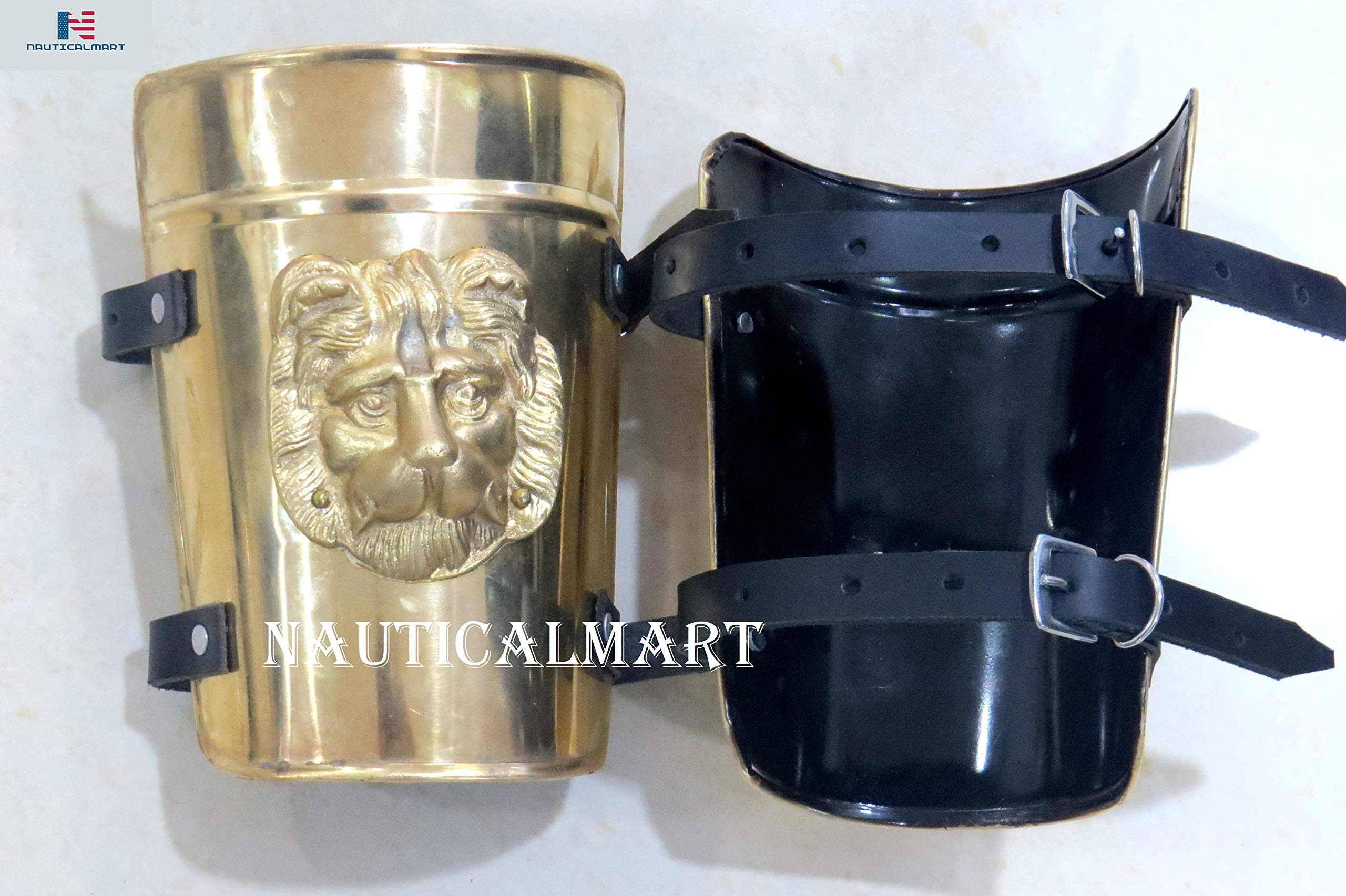 Medieval Brass Lion Bracers - Arm Guards for Renaissance Faire, LARP & Cosplay - Handcrafted Costume Armor for Knights & Warriors