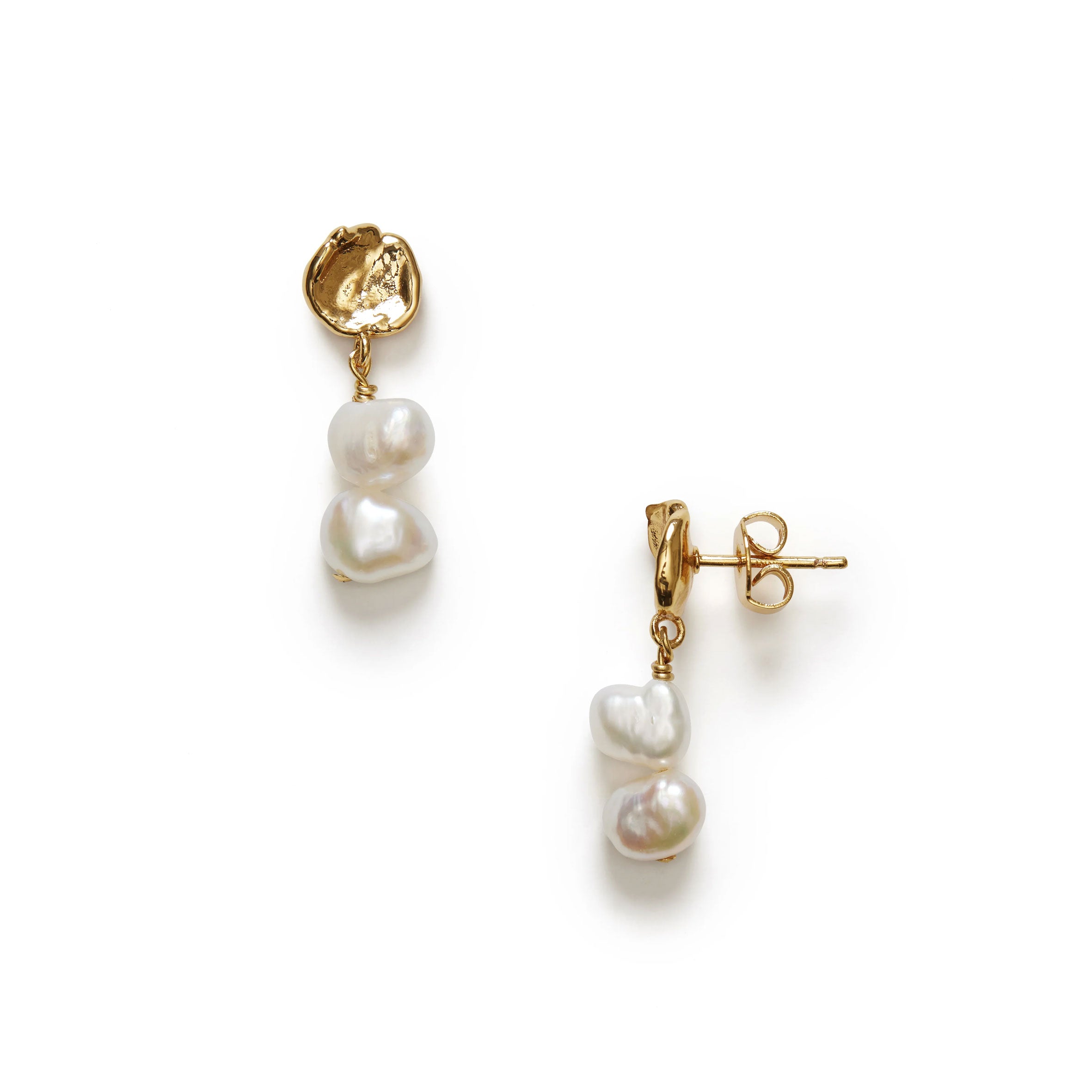 Gold Pearly Drop Earrings for Women - Elegant Short Pearl Dangle Earrings (Pair) - Perfect for Weddings, Parties & Everyday Wear