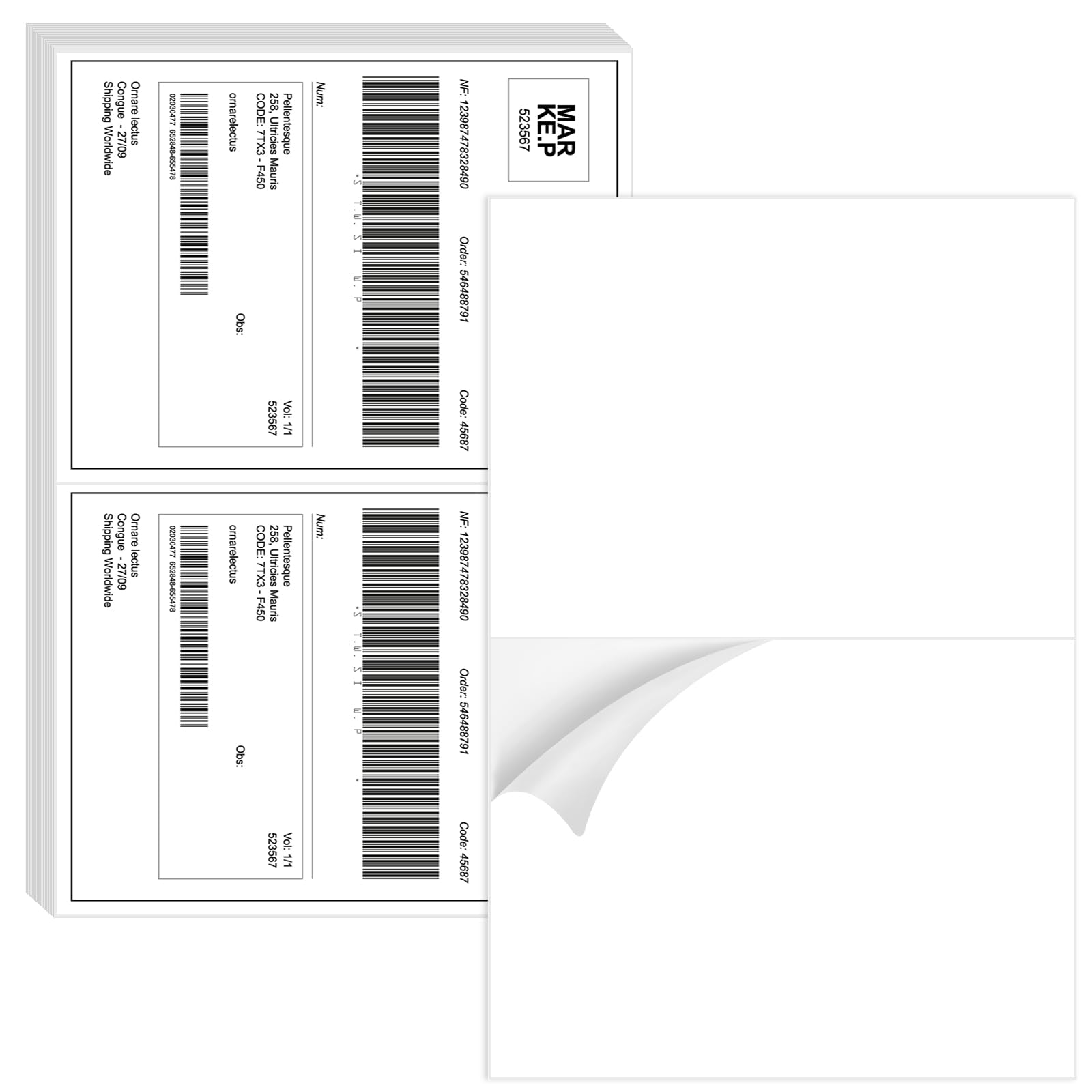 1000 Half Sheet Shipping Labels - 8.5” x 5.5” Permanent Adhesive White Labels, 2 Per Page (500 Sheets 8.5” x 11”) - Compatible with Laser & Inkjet Printers - Perfect for Ecommerce, Online Sellers & Small Business Shipping Needs