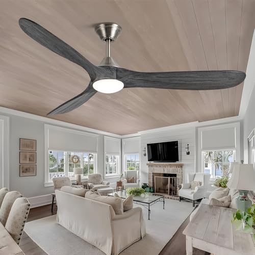 Nickel+Gray 60 inch ceiling fan with light