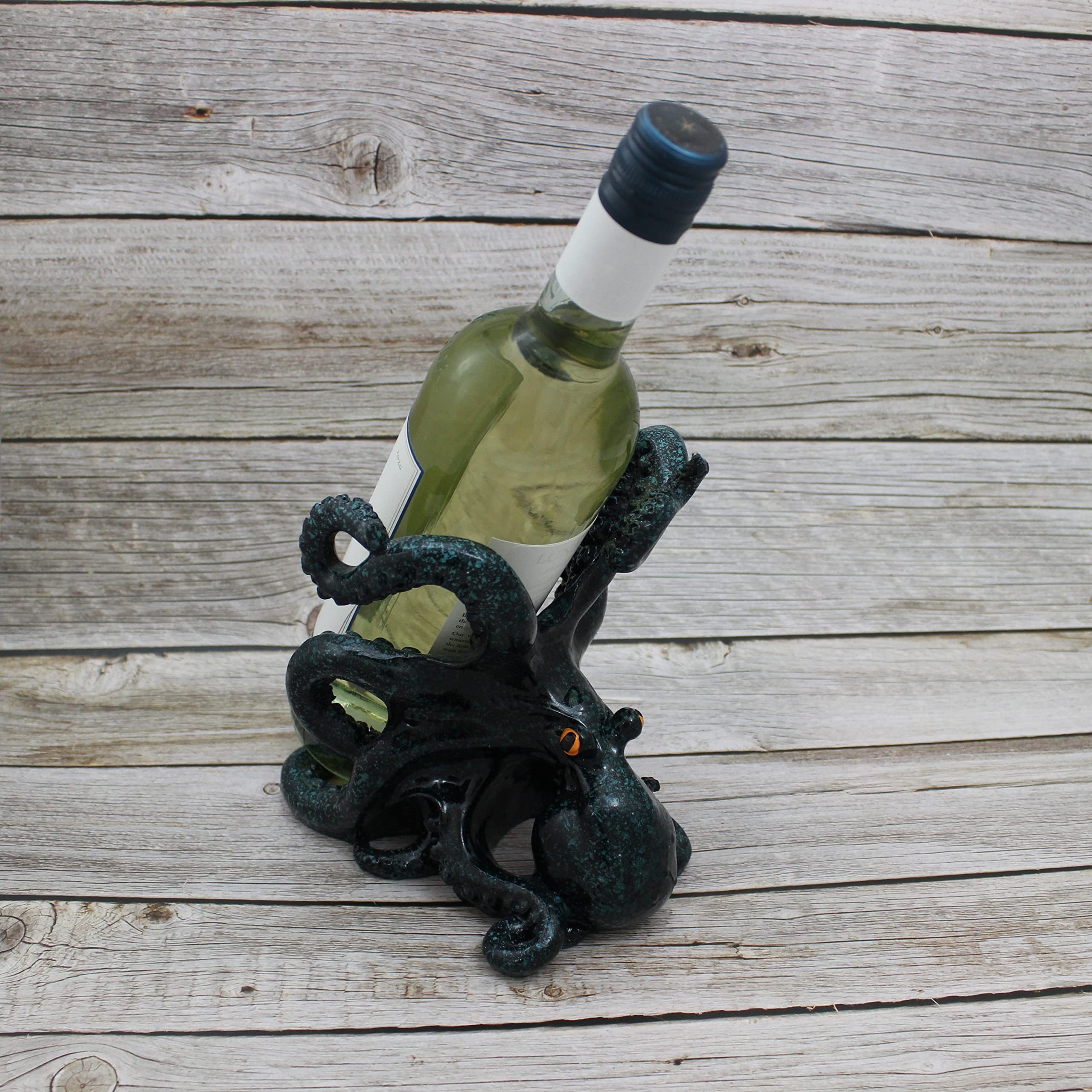 Octopus Wine Bottle Holder - Rustic Coastal Decor for Kitchen, Bar & Dining Room - Nautical Themed Gift for Wine Lovers - Perfect for Beach House & Cottage Decor