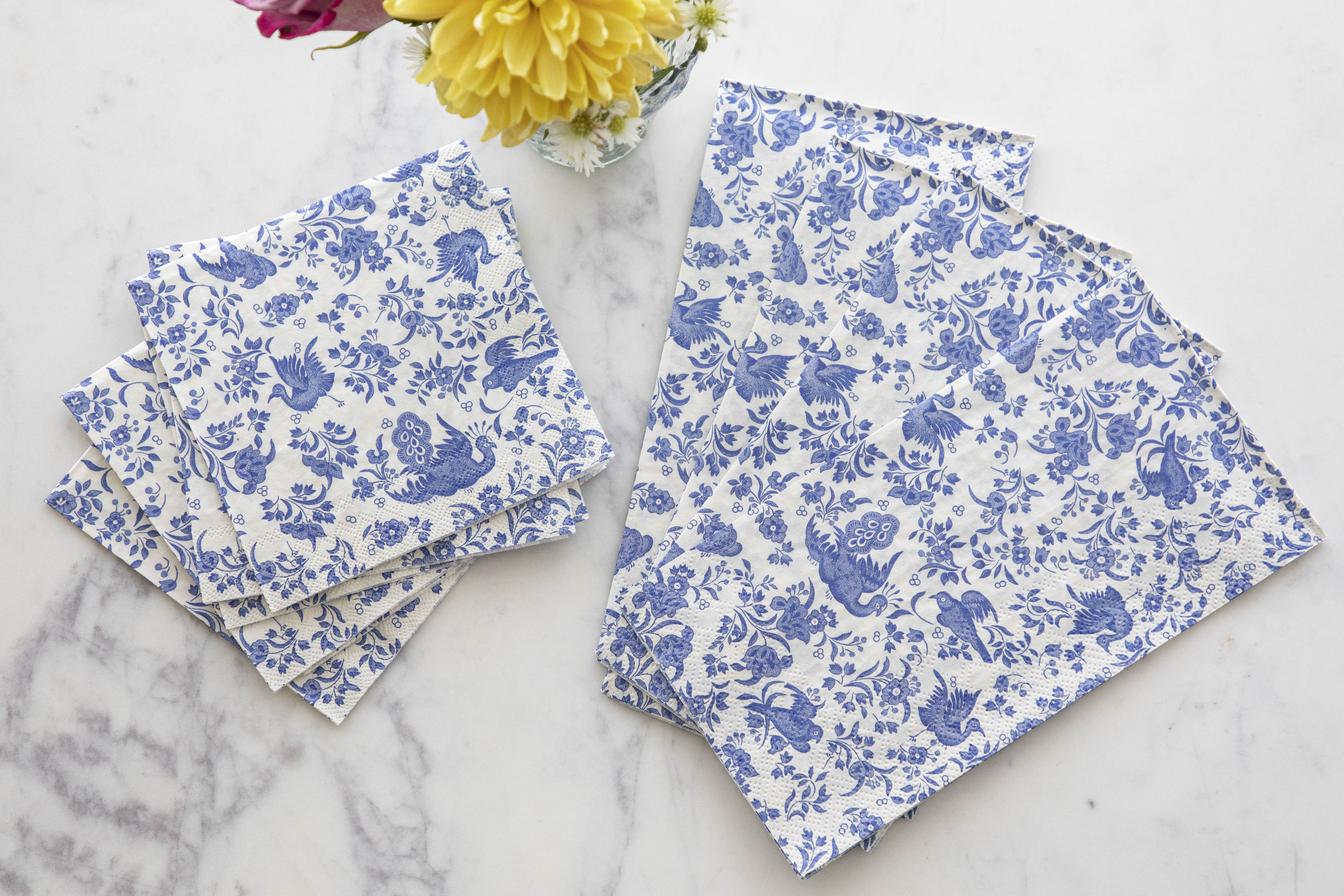 Regal Blue Peacock Cocktail Napkins - Pack of 20 | Elegant Party Napkins for Weddings, Cocktail Parties & Special Events