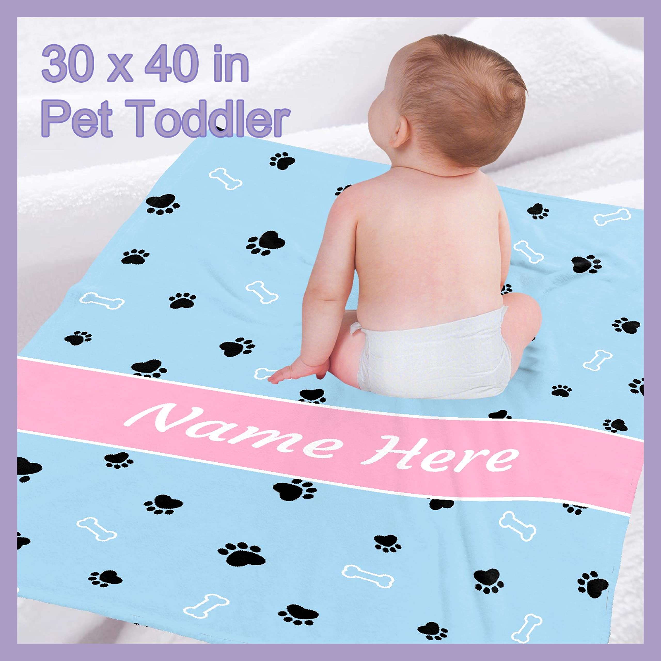 Custom Pet Name Personalized Dog Blanket - Soft Flannel Throw with Paw Prints for Dogs - Extra Large 120x90 Inch - Perfect Gift for Dog Lovers, Mom & Dad - Cozy Blanket for Bed, Sofa & Travel