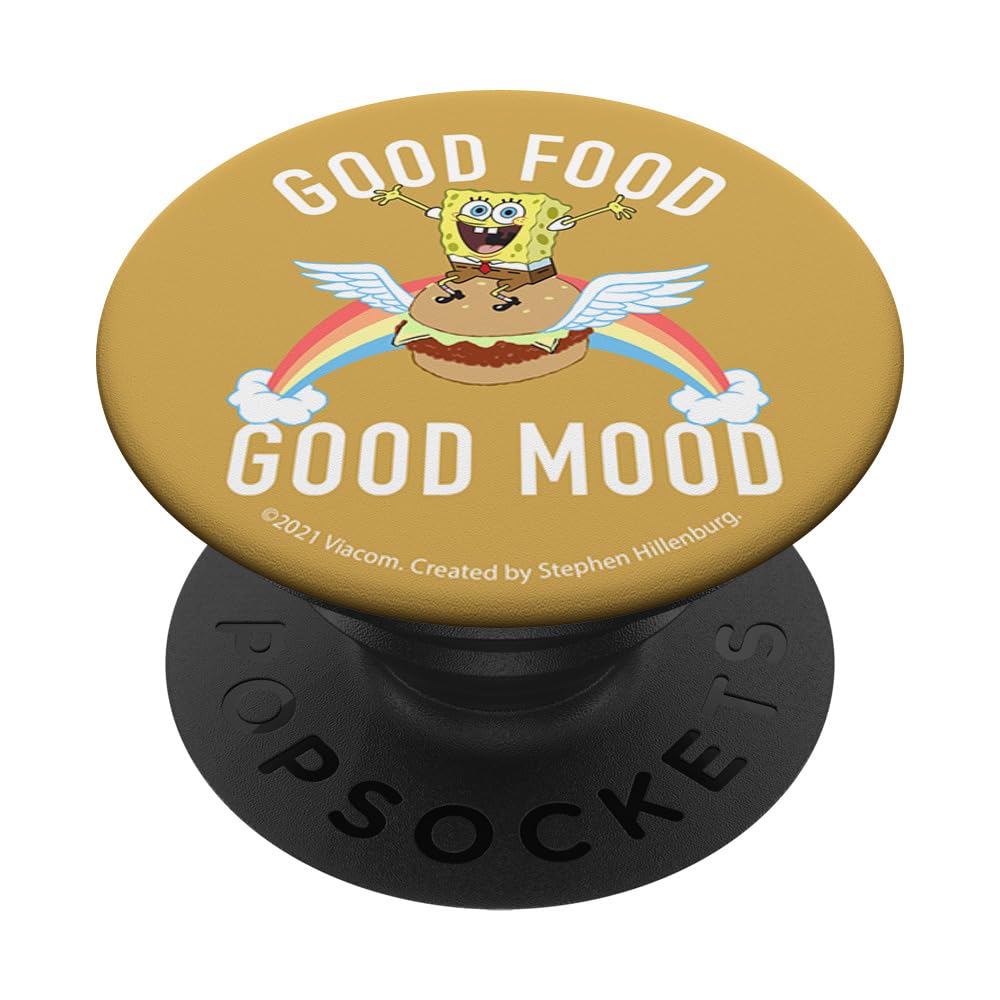 SpongeBob SquarePants PopGrip - Good Food Good Mood Phone Grip & Stand | Compatible with iPhone, Samsung & Smartphones | Perfect for Work, School & Travel