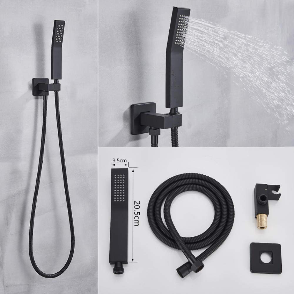 LED Rainfall Shower Head Set - Matte Black Wall Mounted Bathroom Faucet with Shower Mixer Tap - Perfect for Modern Bathroom & Spa Experience