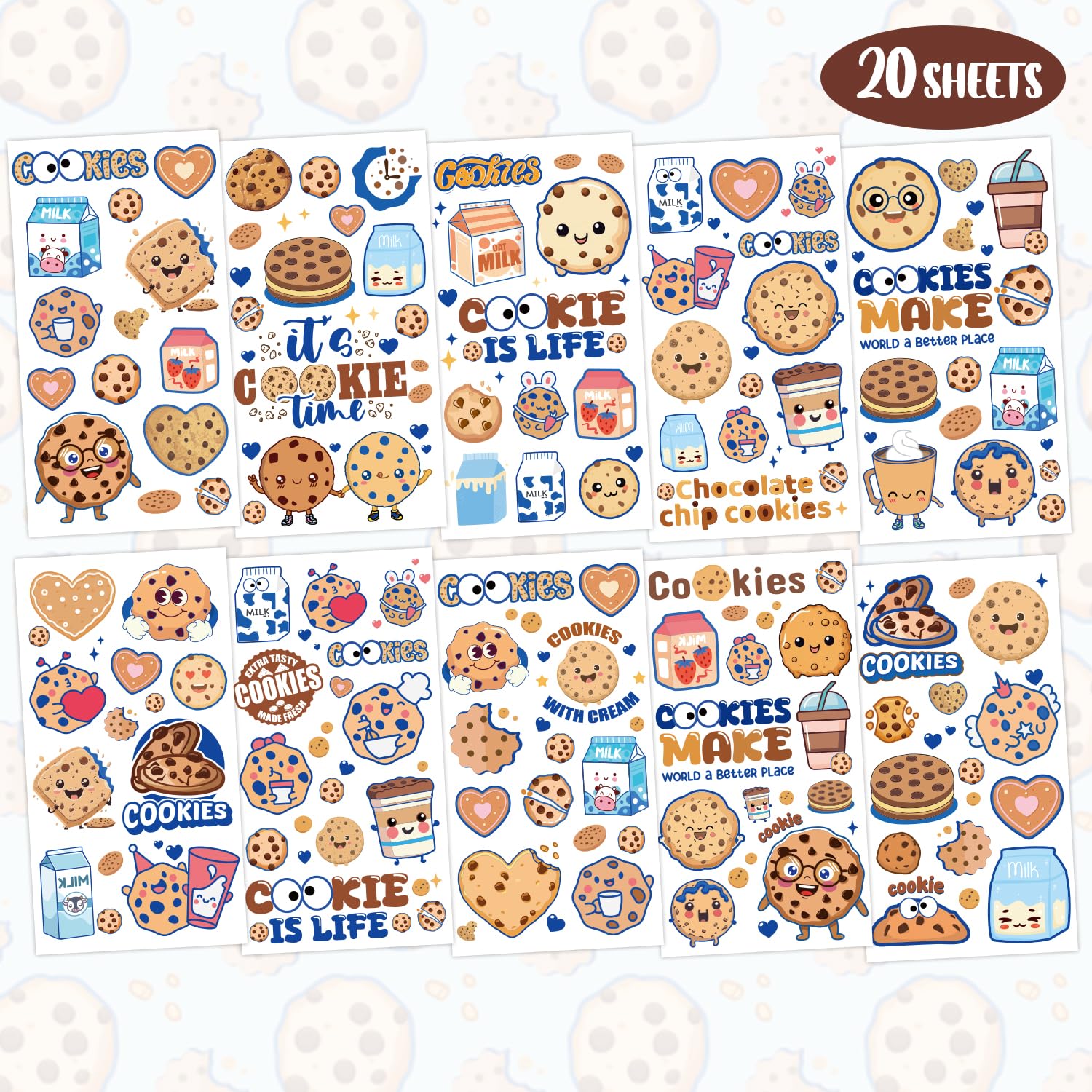 Sweet Cookie Temporary Tattoos - 20 Sheets 280 Pcs for Kids Birthday Party Decorations & Favors