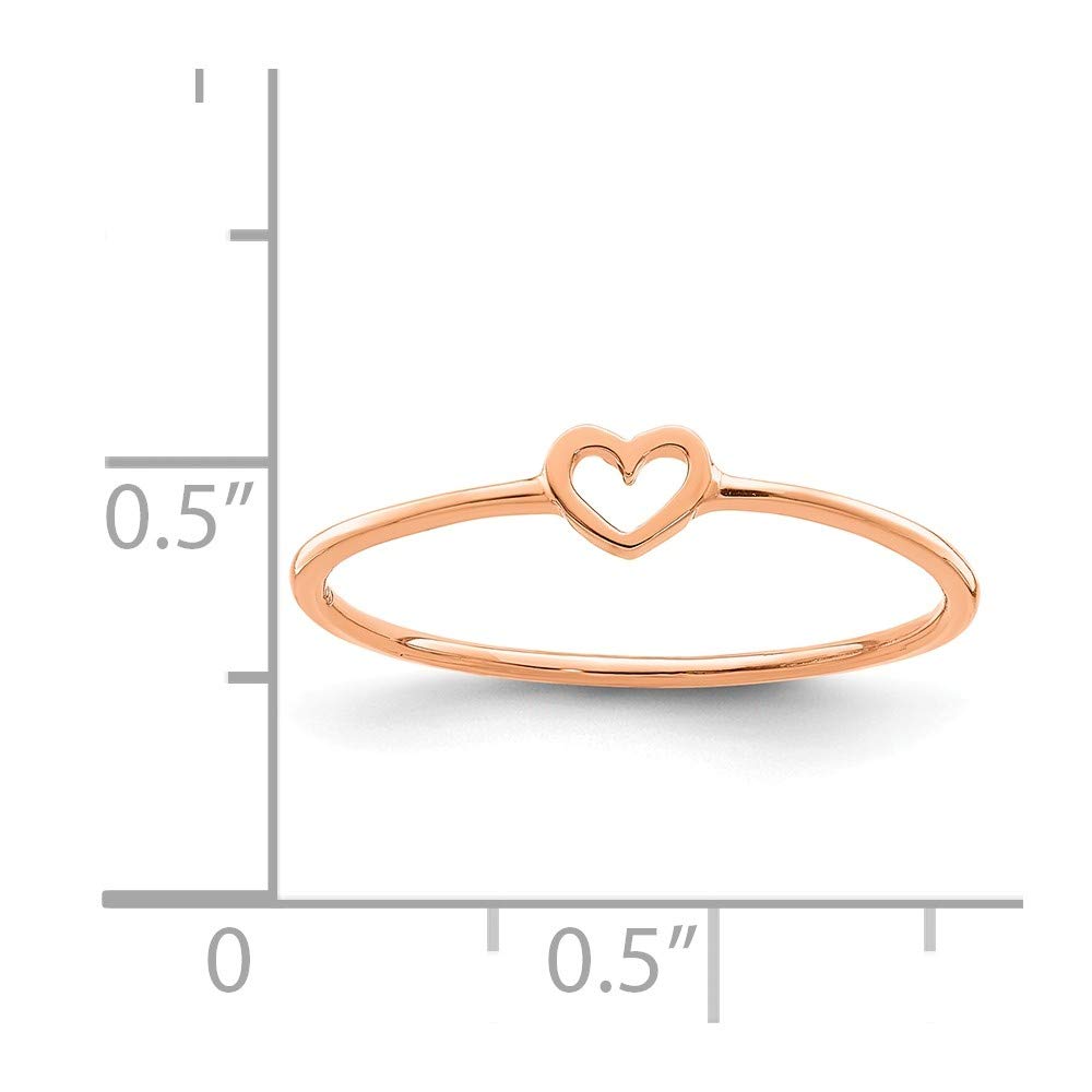 14K Rose Gold Solid Heart Ring Band for Women - Perfect for Valentine's Day, Anniversary & Romantic Gifts