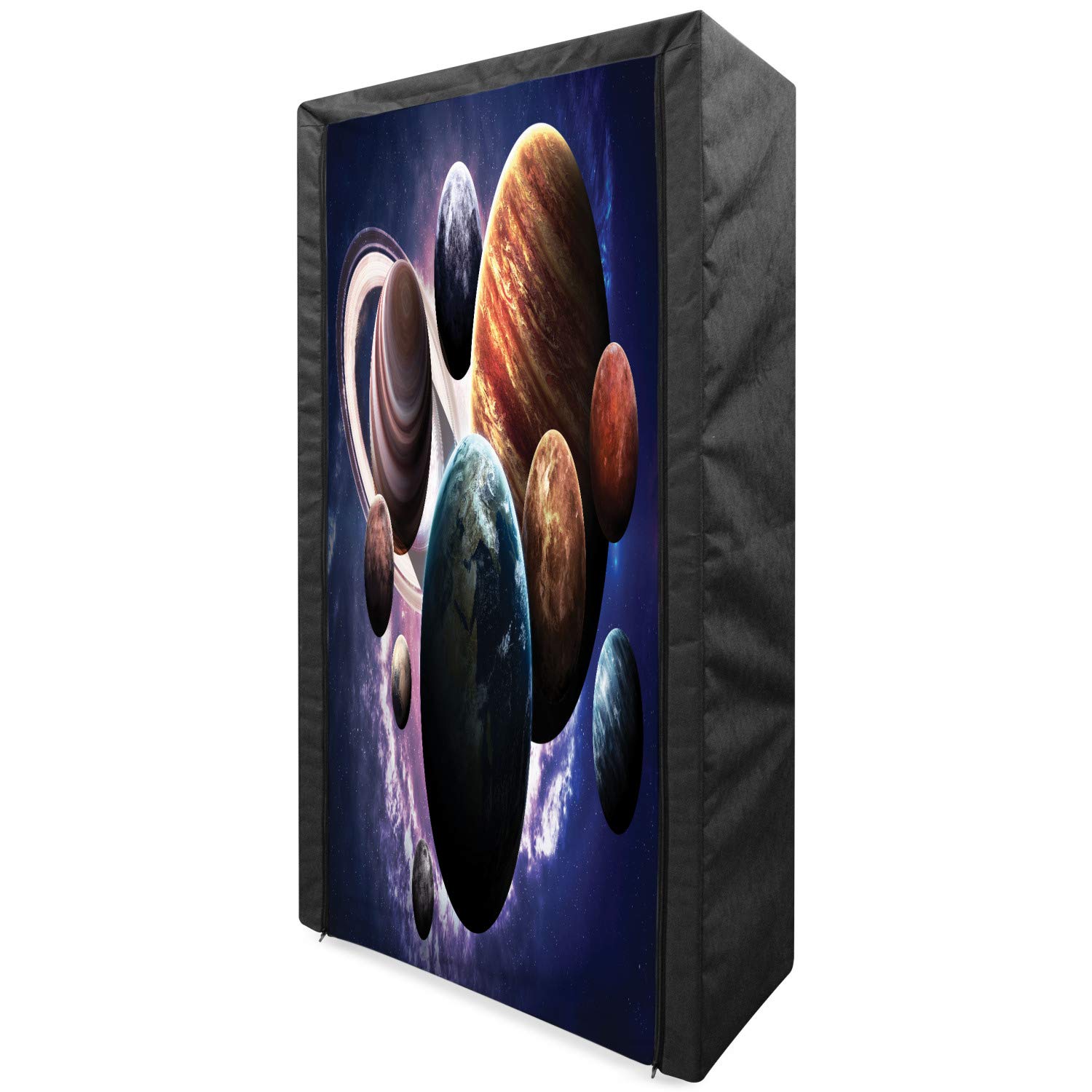 Ambesonne Space-Themed Portable Fabric Wardrobe - Solar System Planets Design with Mercury, Jupiter, Saturn - 33.5