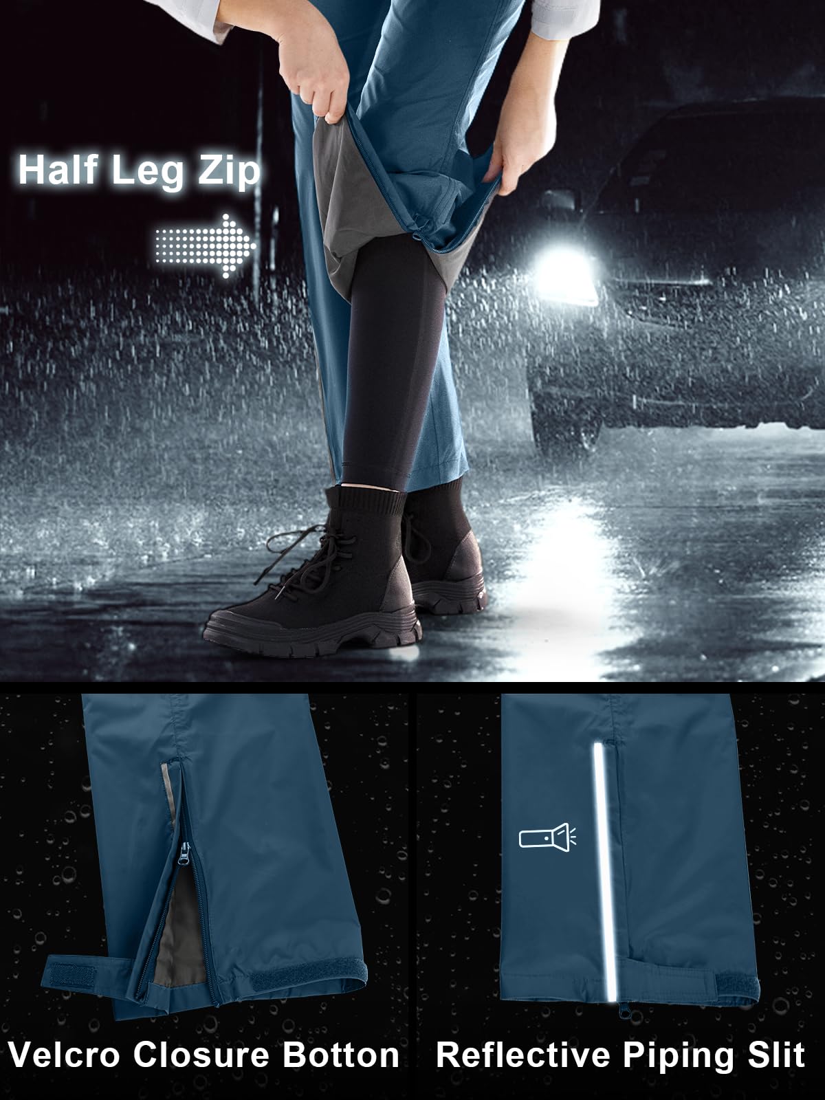 Outdoor Ventures Women's Waterproof Hiking Rain Pants - Packable, Windproof & Breathable for Outdoor Adventures, Camping and Travel