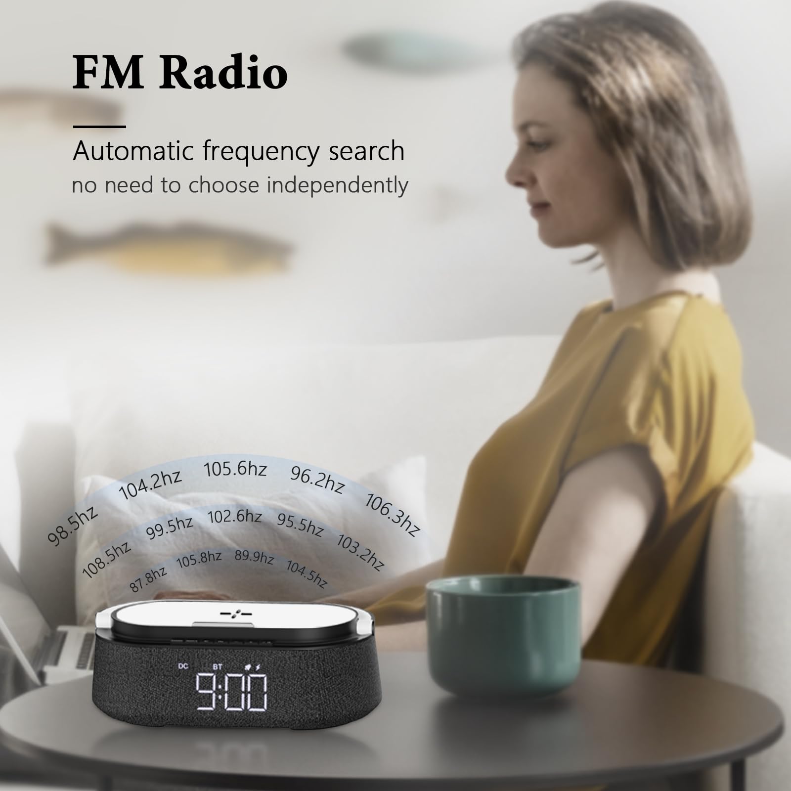 FREEFISH Bluetooth Speaker with Wireless Charger - 15W Fast Charging, FM Radio, Adjustable LED Night Light, Dual Wireless Pairing, Bluetooth 5.0 - Perfect for Home, Office, Travel & Outdoor Adventures