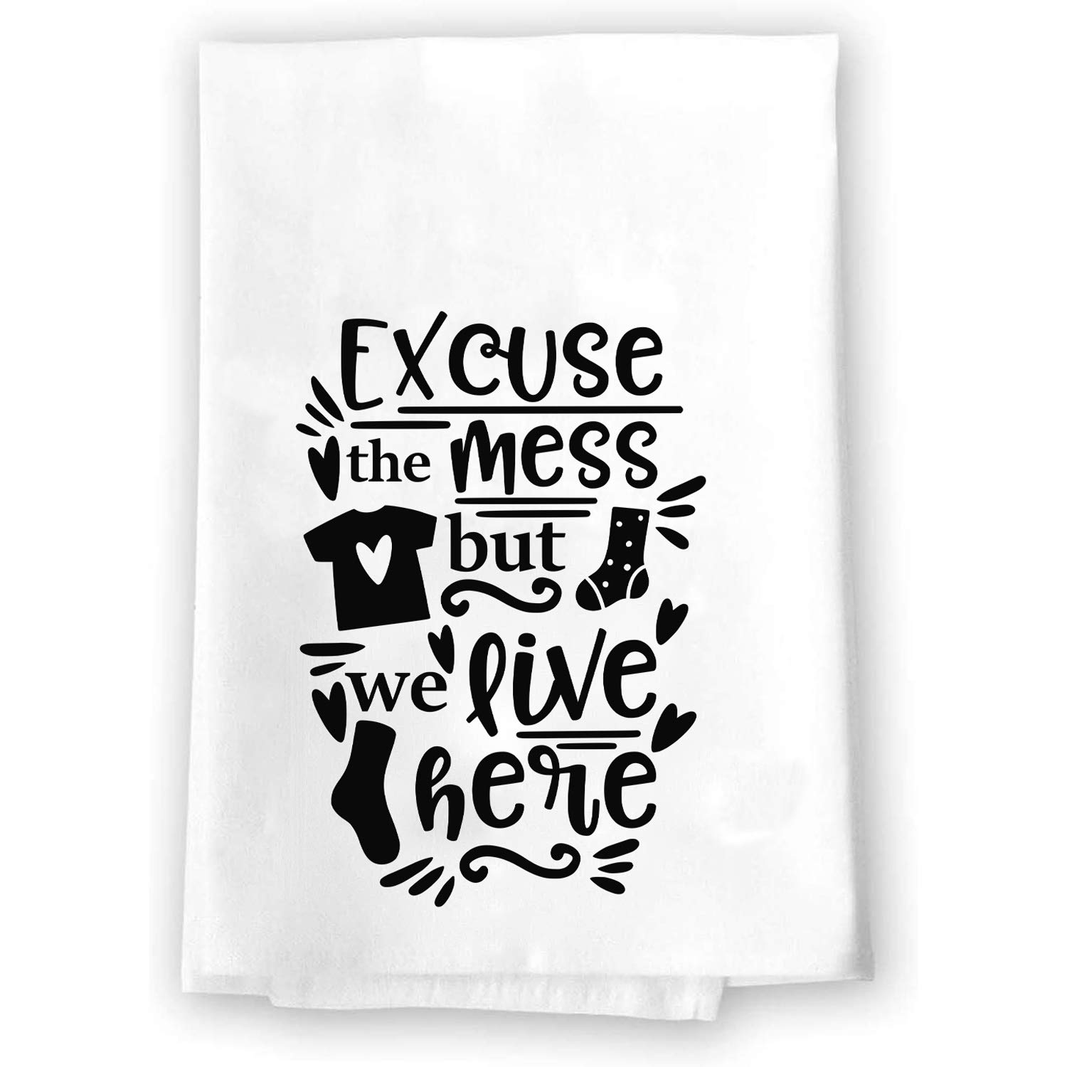 Excuse The Mess Fall Farmhouse Rustic Kitchen & Bathroom Decor | Vintage Style Terry Cloth Hand Towel | Dish & Tea Rag for Cozy Home | Perfect for Farmhouse, Rustic, or Vintage Themed Kitchens & Bathrooms