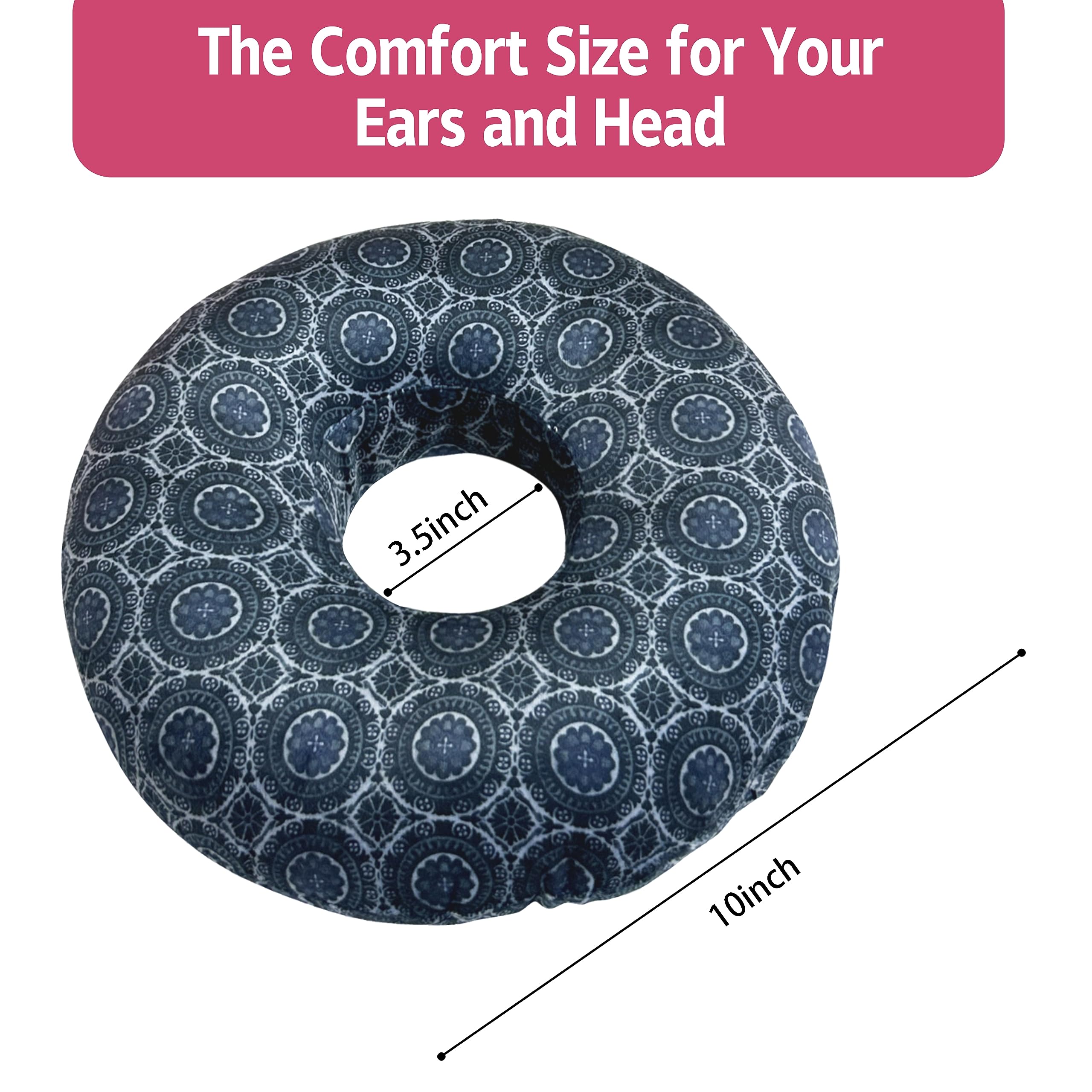 Ear Piercing Pillow for Side Sleepers - Donut Pillow with Hole for Ear Pain Relief - Pressure Sores & Comfort Support for Adults - Perfect for Post-Ear Surgery, Tinnitus & Side Sleeping Comfort