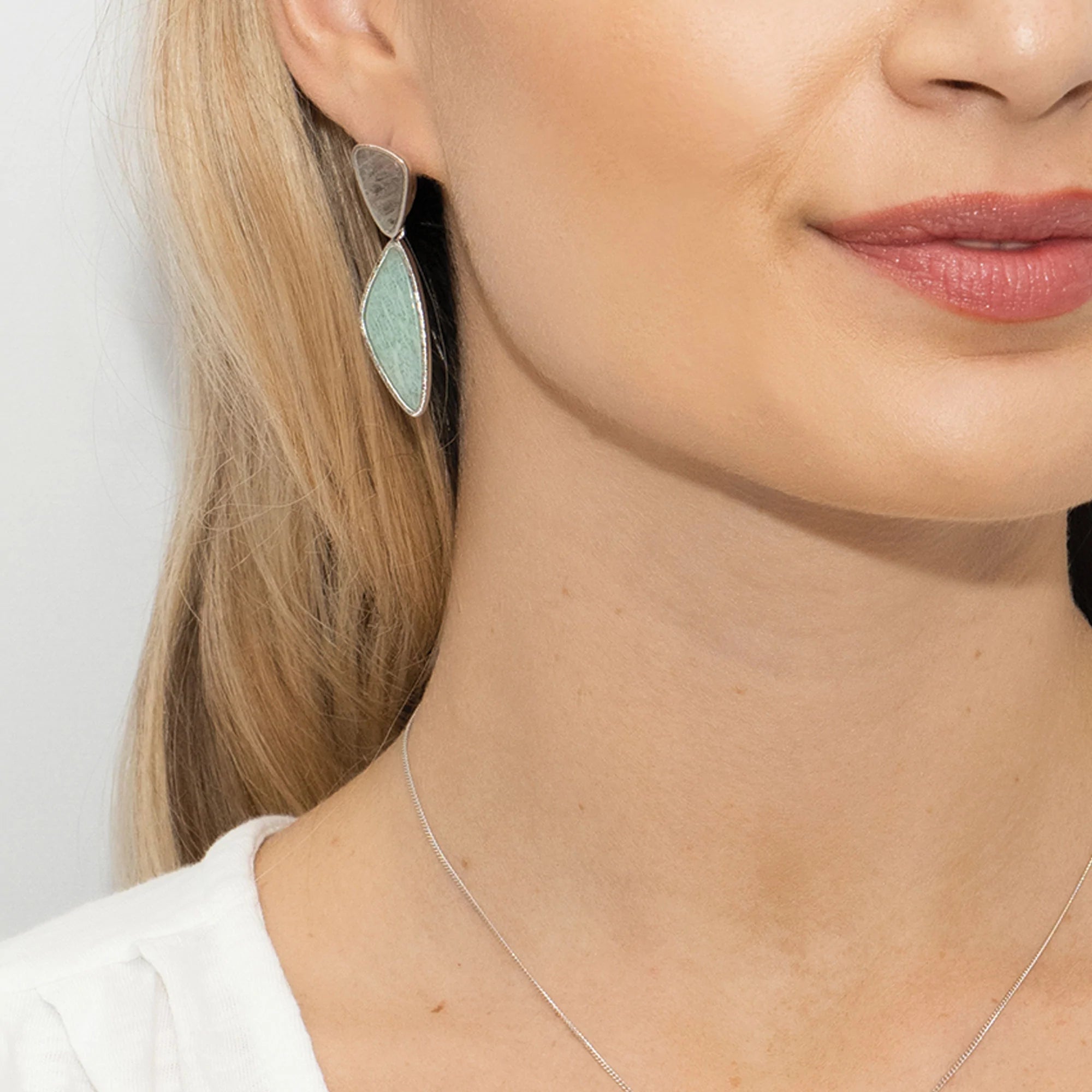 Amazonite and Labradorite Gemstone Earrings for Women - Handmade Sterling Silver Dangle Earrings - Boho Chic Jewelry for Party, Wedding & Everyday Wear