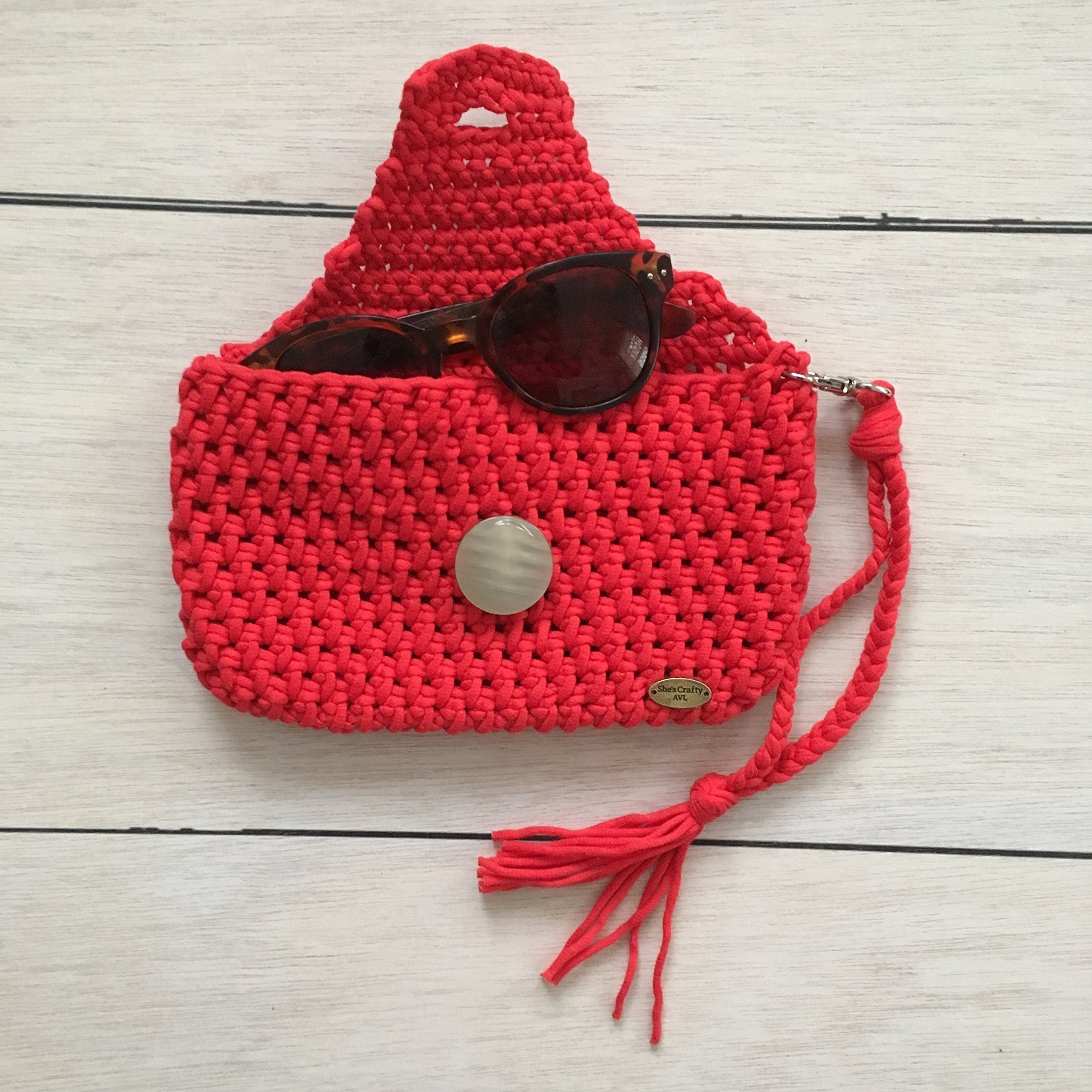 Elegant Red Crochet Wristlet Clutch Purse for Women - Perfect for Parties, Weddings & Evening Events