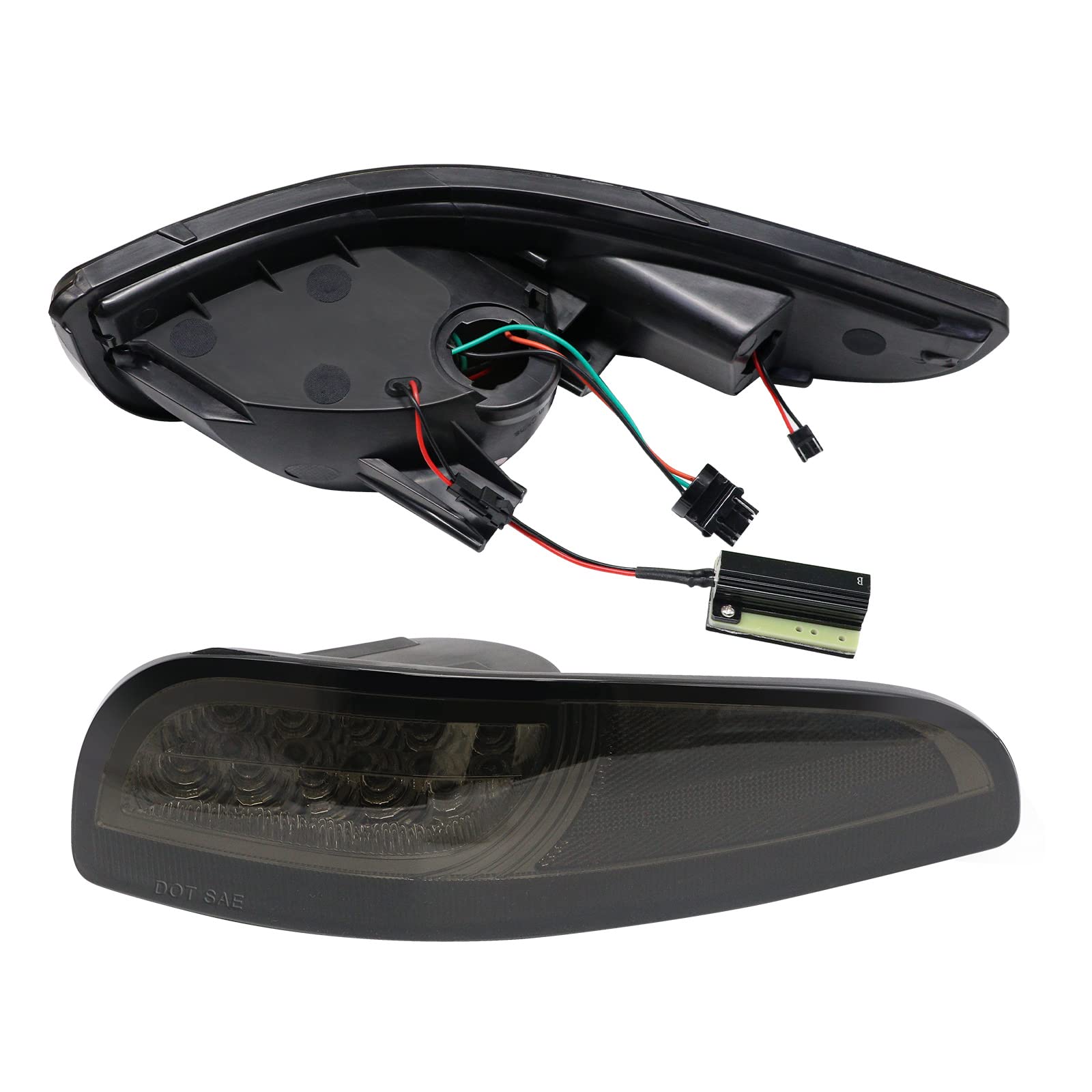 Smoke LED Front Corner Light Compatible with Corvette C5 1997-2004 - Bumper Turn Signal & Parking Light Replacement (Part #10301357, 10301356) - Upgrade Your Ride for Night Driving & Car Shows