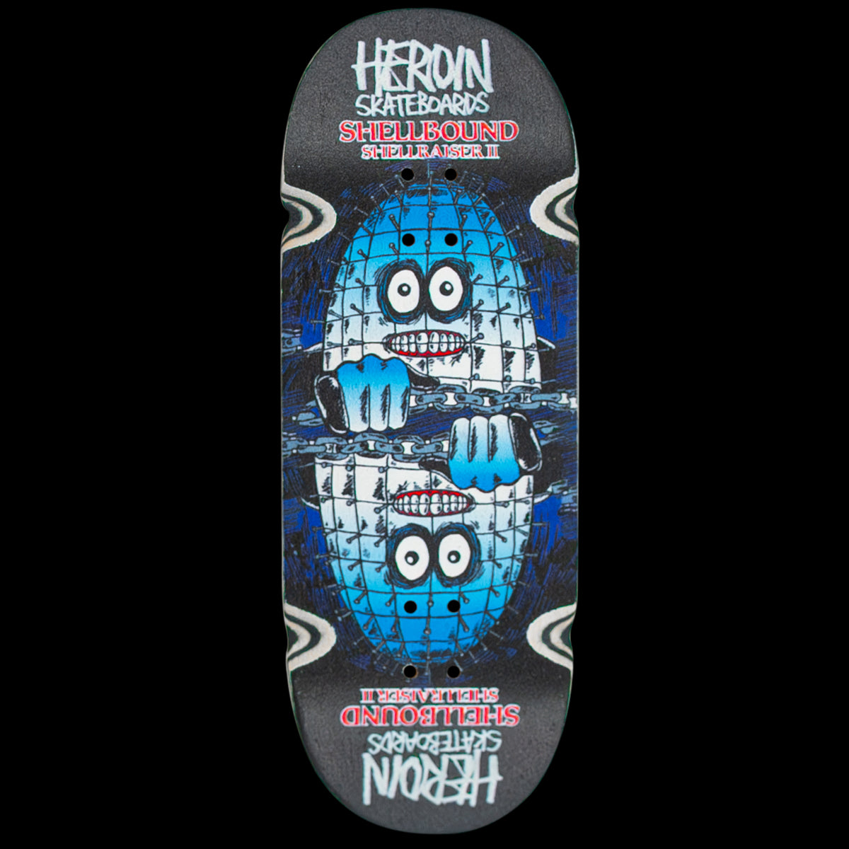 Heroin Skateboards Shellraiser II Fingerboard Deck - Mini Skateboard for Tricks & Collectibles - Perfect for Skateboard Enthusiasts & Desktop Fun