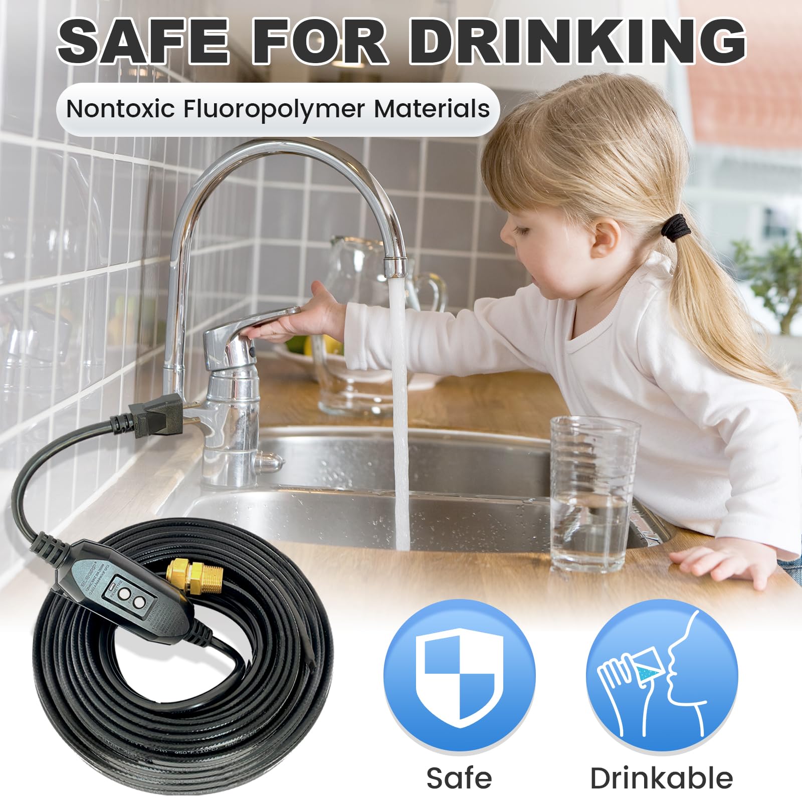 MAXKOSKO 100 Ft 120V Self-Regulating Heating Cable for Pipe Freeze Protection - Works with Plastic & Metal Pipes | Ideal for Home Plumbing, RV Water Lines & Outdoor Pipe Winterization