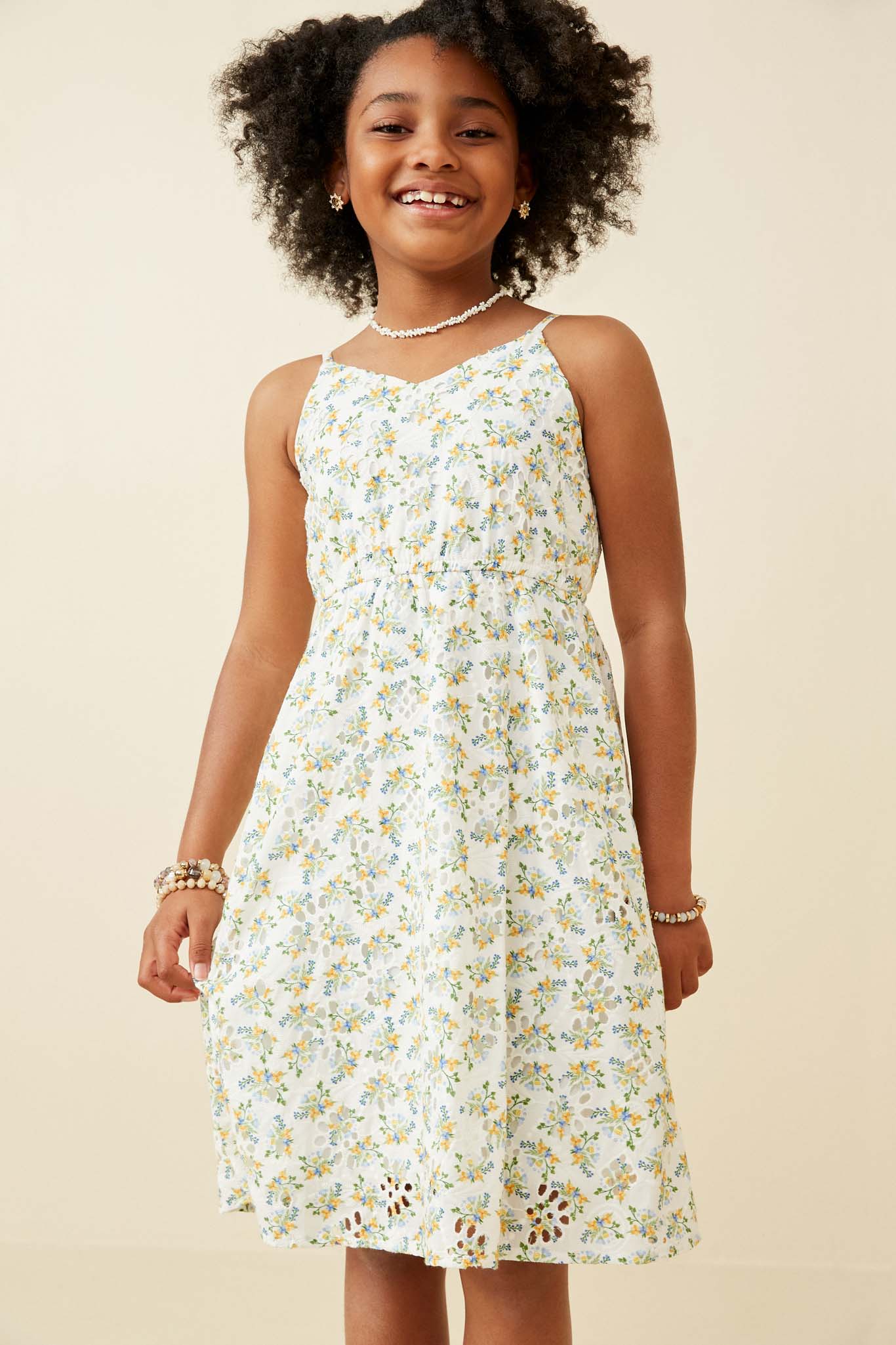 Floral Printed Eyelet Tank Dress for Women - Summer Boho Chic Cotton Sundress - Perfect for Beach, Vacation, and Casual Outings