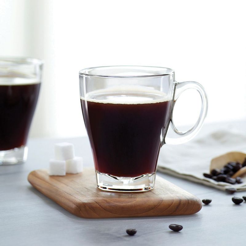 12oz Glass Americano Coffee Cups - Set of 6, Clear Coffee Mugs for Hot & Cold Drinks, Perfect for Home, Office, or Cafe Use