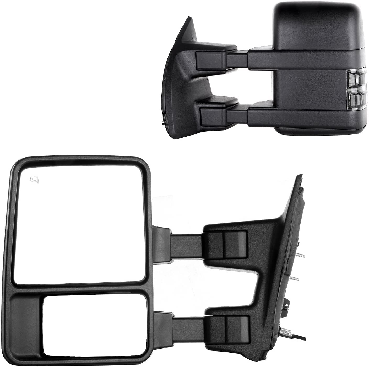 CCiyu Towing Mirrors for 2003-2007 Ford F250 F350 F450 F550 Super Duty Trucks - Power Adjustable Heated Glass with Turn Signal Lights - Perfect for Towing, Off-Roading & Heavy-Duty Work